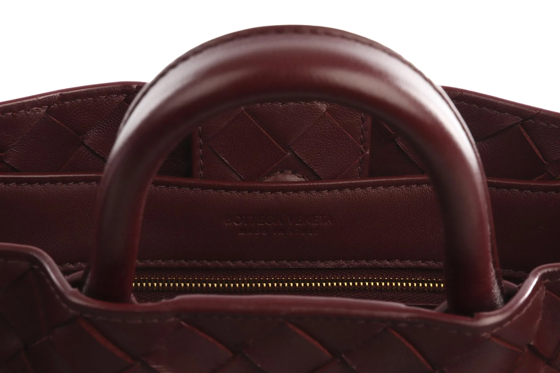 BOTTEGA VENETA BURGUNDY ANDIAMO SMALL INTRECCIATO LEATHER TOTE BAG - Image 10