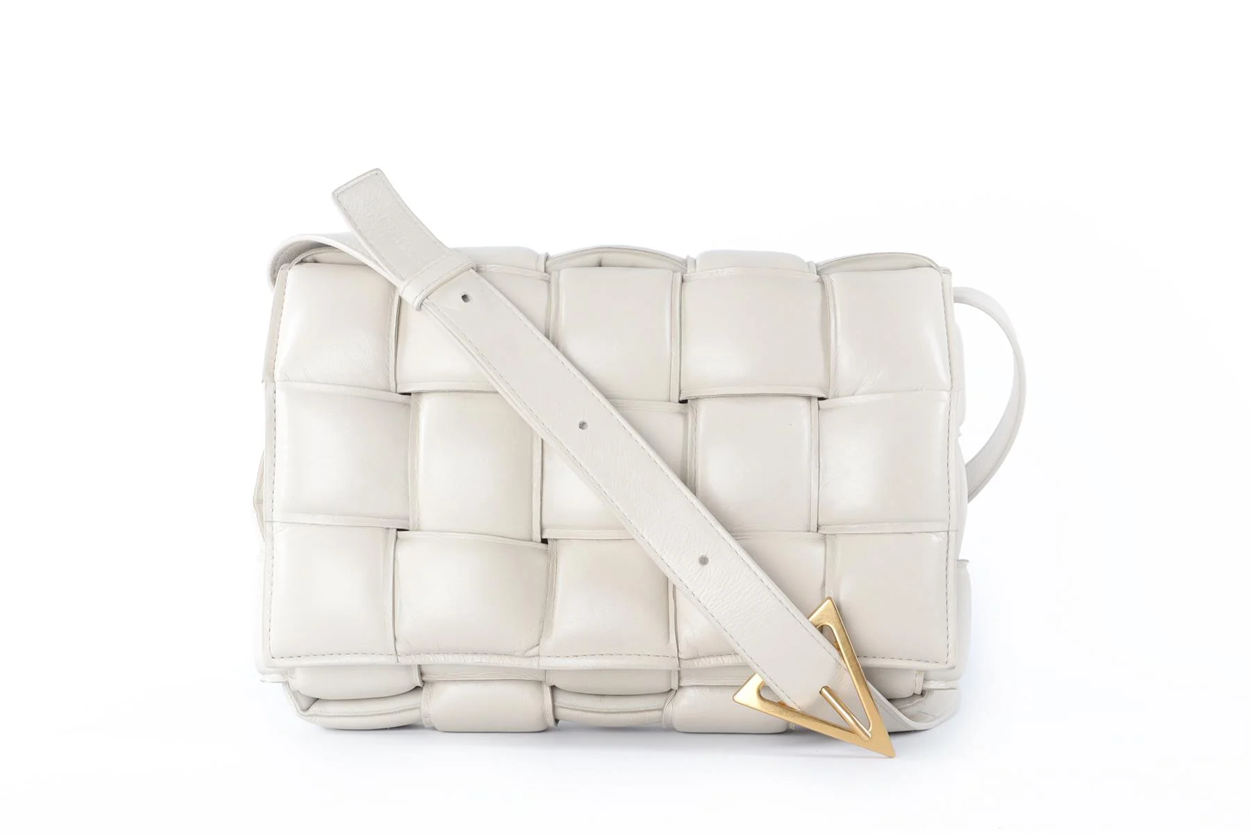 BOTTEGA VENETA ECRU CASSETTE INTRECCIATO LEATHER SHOULDER BAG - Image 3