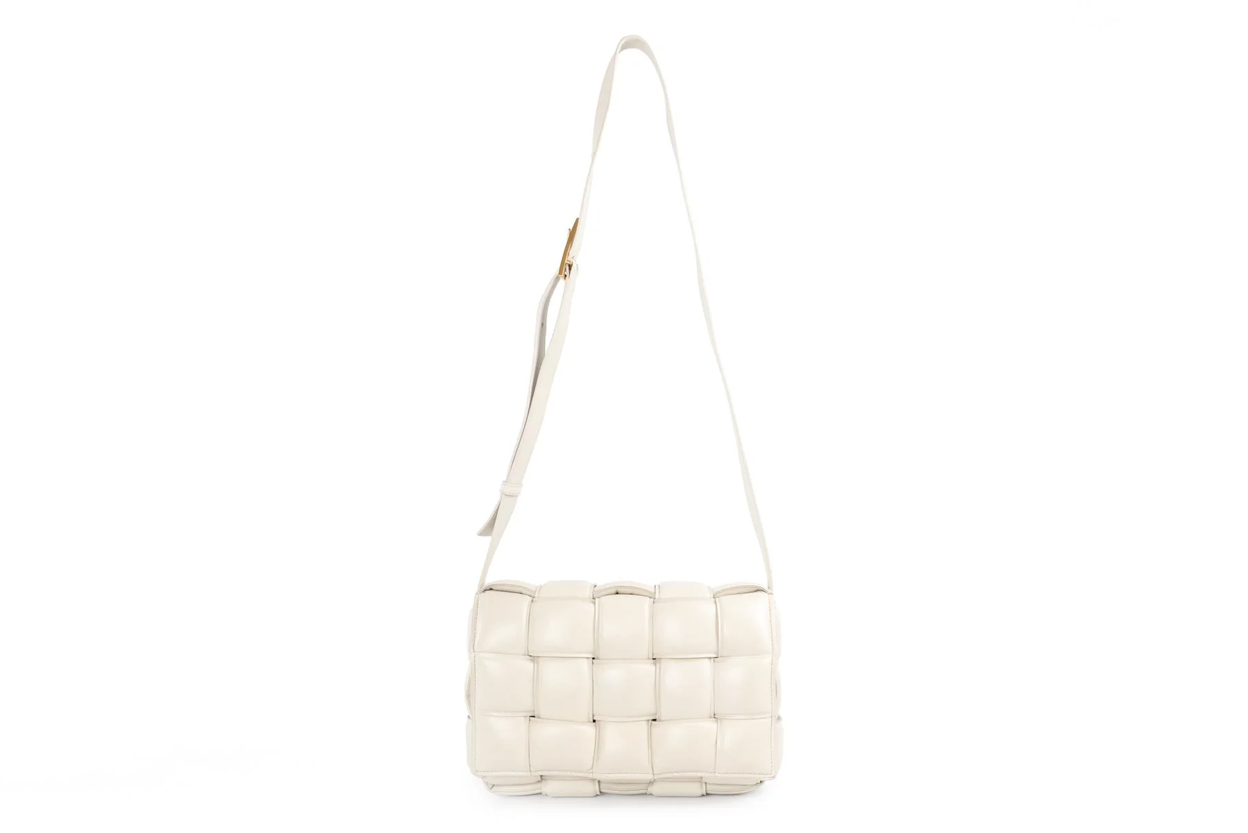 BOTTEGA VENETA ECRU CASSETTE INTRECCIATO LEATHER SHOULDER BAG - Image 4