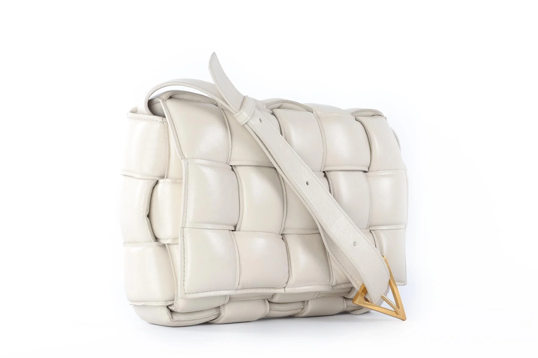 BOTTEGA VENETA ECRU CASSETTE INTRECCIATO LEATHER SHOULDER BAG - Image 5