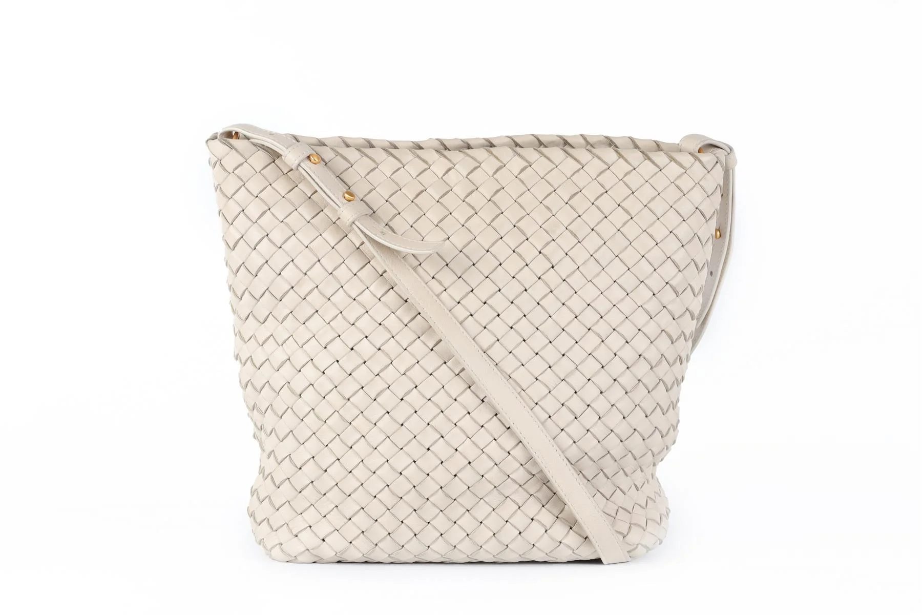 BOTTEGA VENETA ECRU INTRECCIATO LEATHER BUCKET BAG - Image 2
