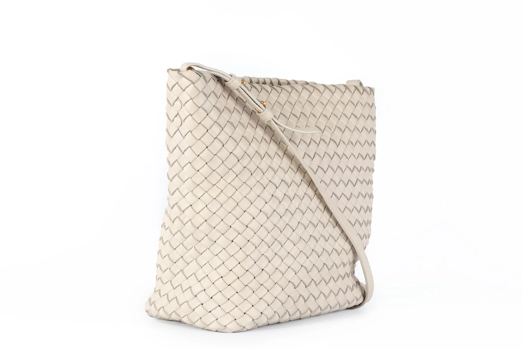 BOTTEGA VENETA ECRU INTRECCIATO LEATHER BUCKET BAG - Image 4