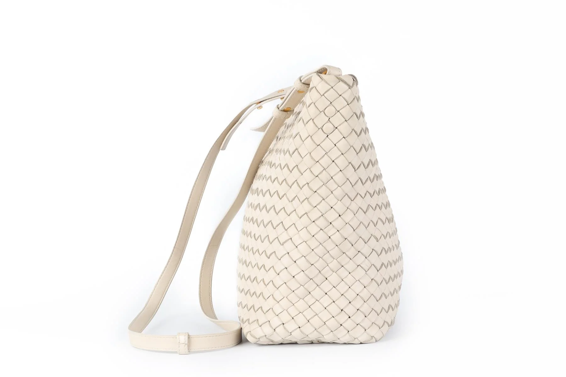 BOTTEGA VENETA ECRU INTRECCIATO LEATHER BUCKET BAG - Image 5