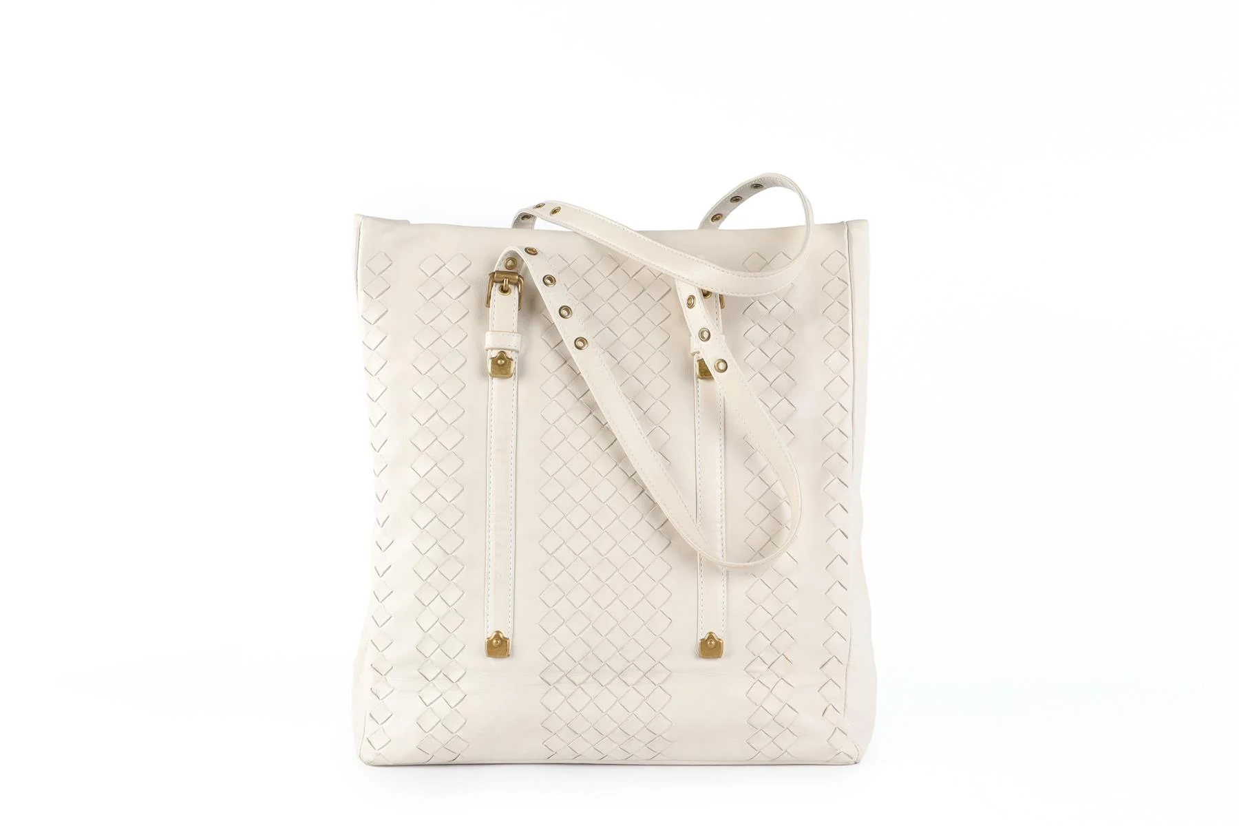 BOTTEGA VENETA ECRU INTRECCIATO LEATHER TOTE BAG - Image 6