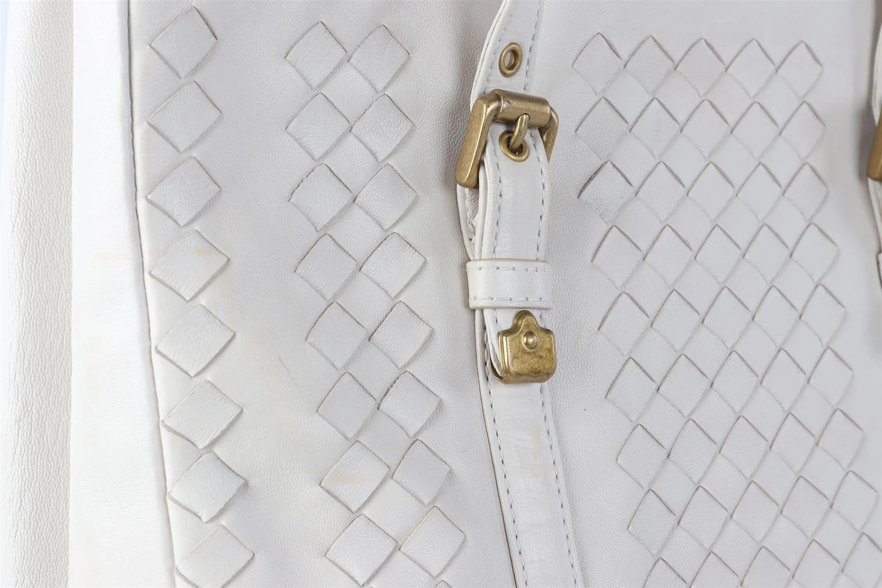BOTTEGA VENETA ECRU INTRECCIATO LEATHER TOTE BAG - Image 9