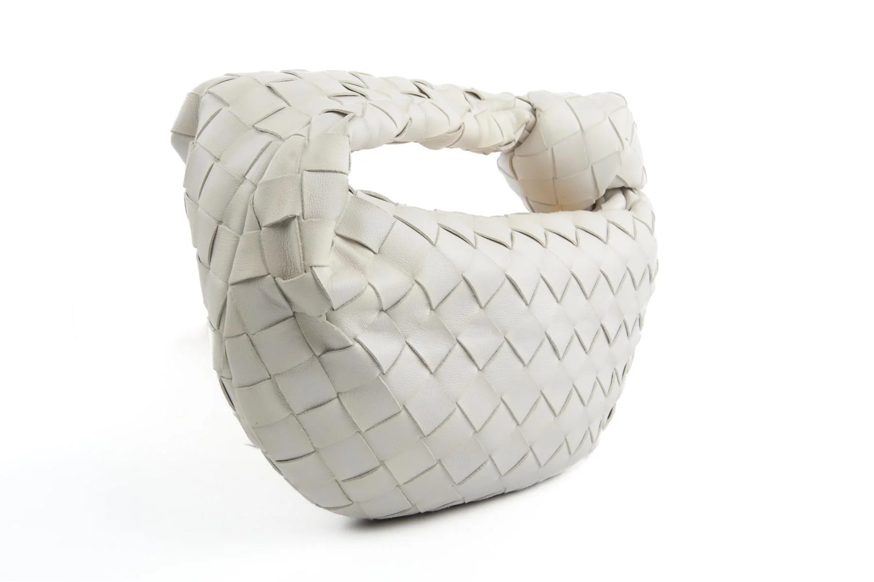 BOTTEGA VENETA ECRU JODIE MINI INTRECCIATO LEATHER TOTE BAG - Image 3