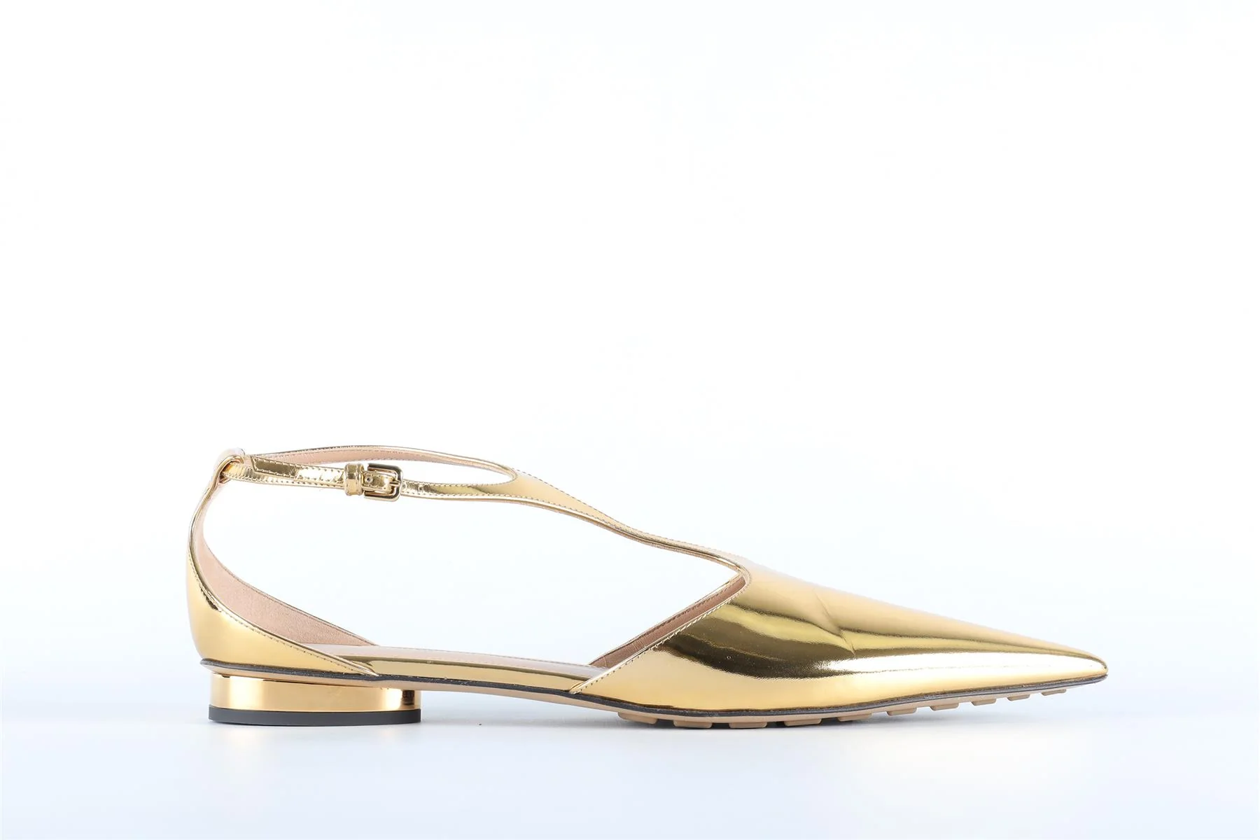 BOTTEGA VENETA GOLD LEATHER BALLET FLATS EU 39 UK 6 US 9 - Image 2