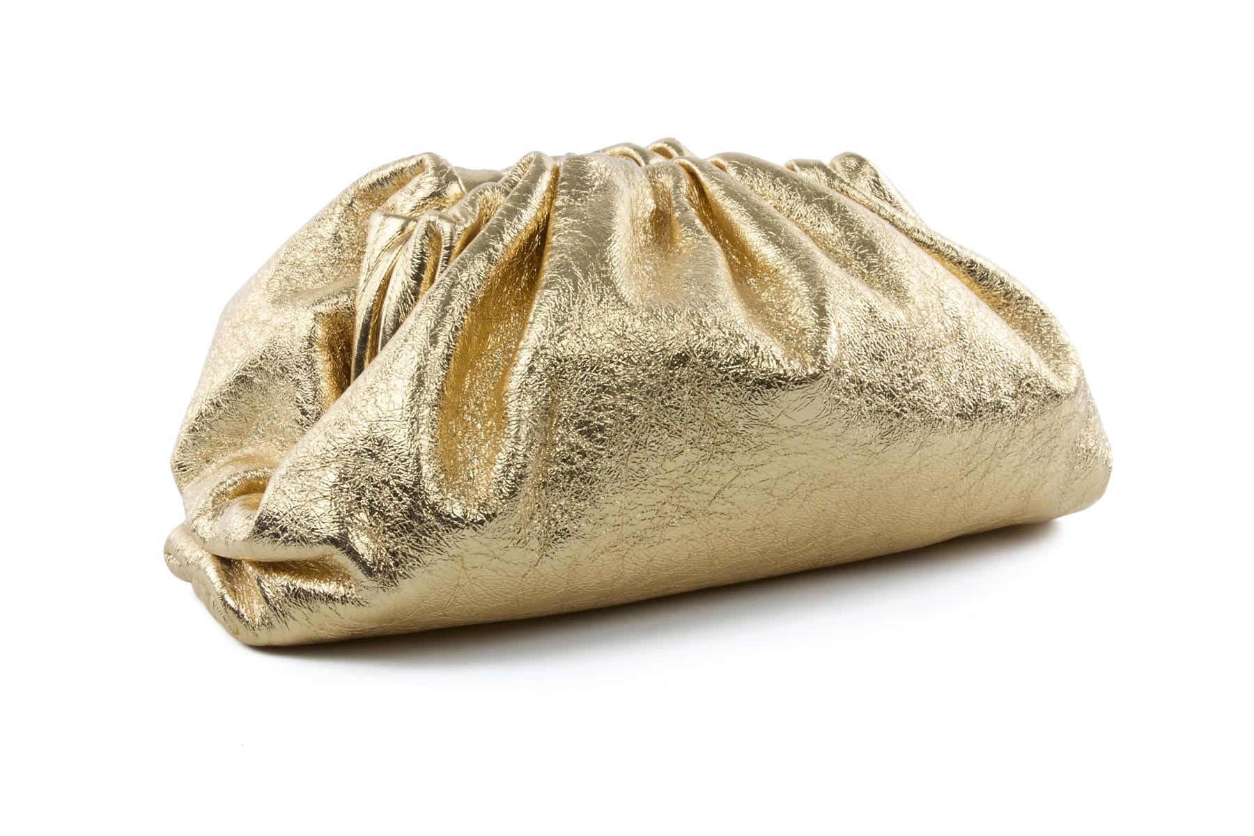 BOTTEGA VENETA GOLD POUCH LARGE LEATHER CLUTCH - Image 2