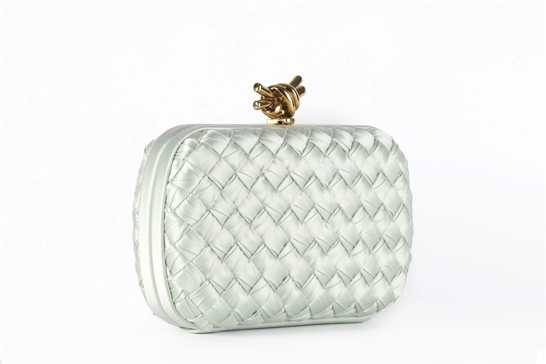 BOTTEGA VENETA GREEN KNOT INTRECCIATO SATIN CLUTCH - Image 3