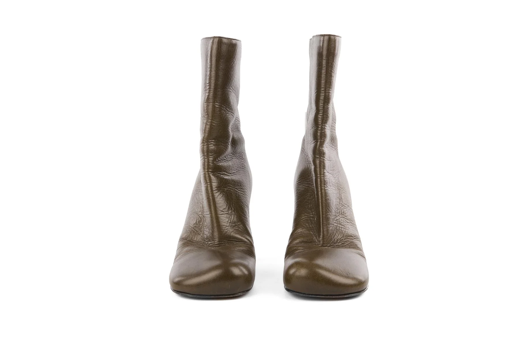 BOTTEGA VENETA GREEN LEATHER ANKLE BOOTS EU 39 UK 6 US 9 - Image 3