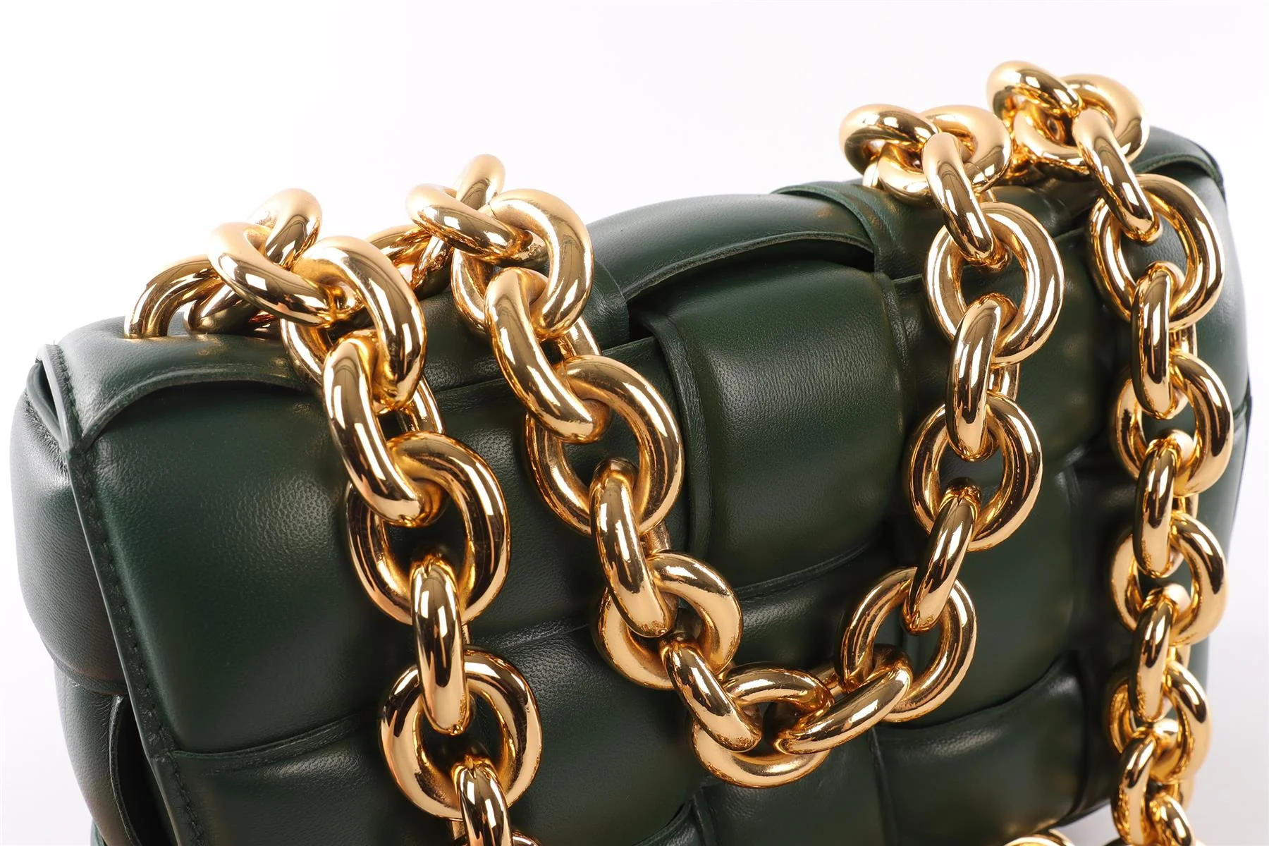 BOTTEGA VENETA GREEN THE CHAIN CASSETTE INTRECCIATO LEATHER SHOULDER BAG - Image 7