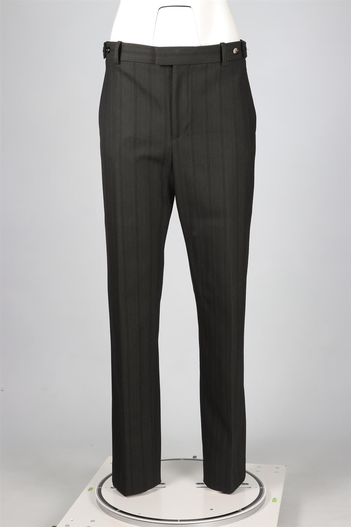 BOTTEGA VENETA GREEN WOOL STRAIGHT LEG PANTS IT 40 UK 8 - Image 2