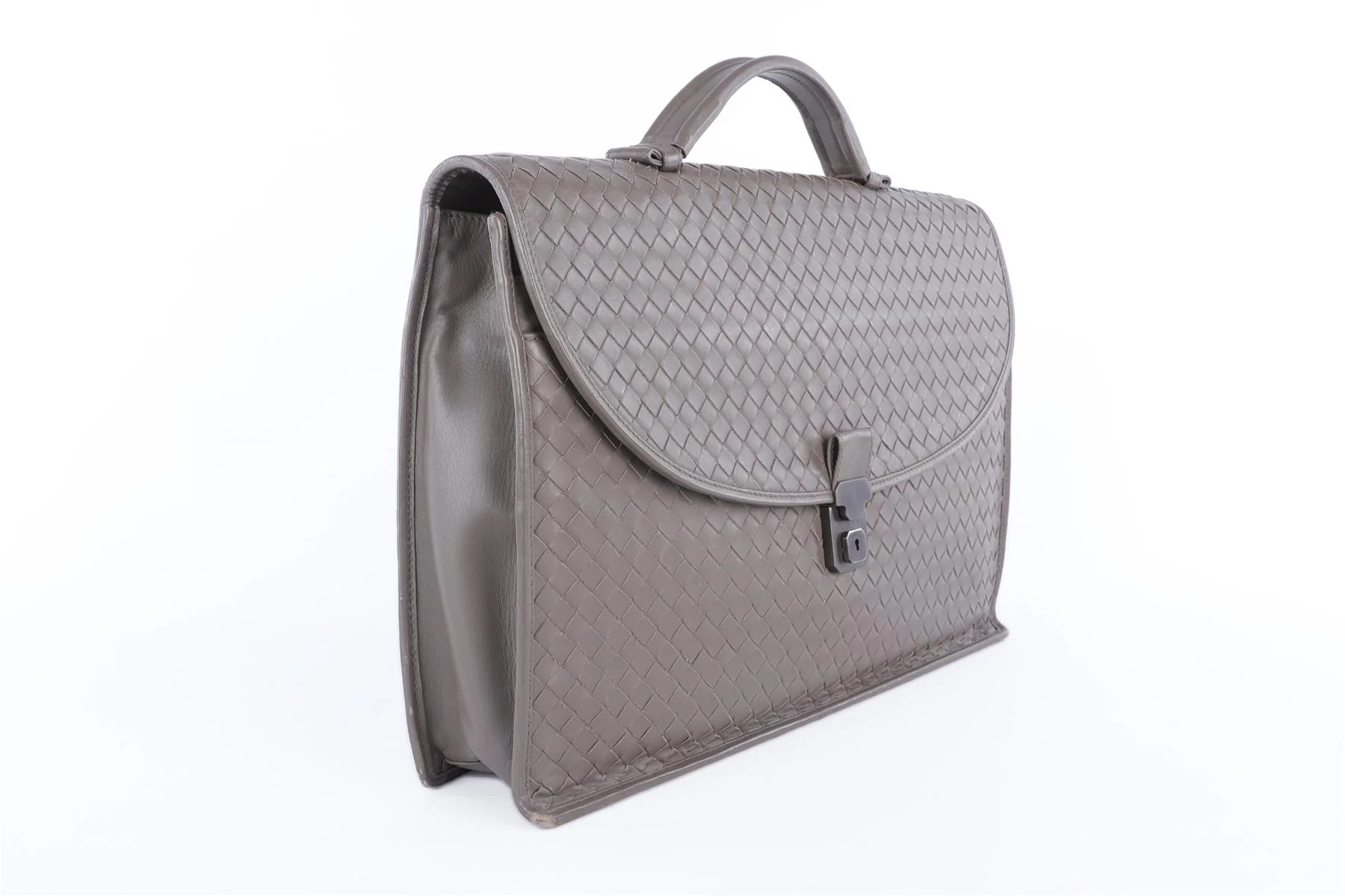 BOTTEGA VENETA GREY INTRECCIATO LEATHER BRIEFCASE - Image 3