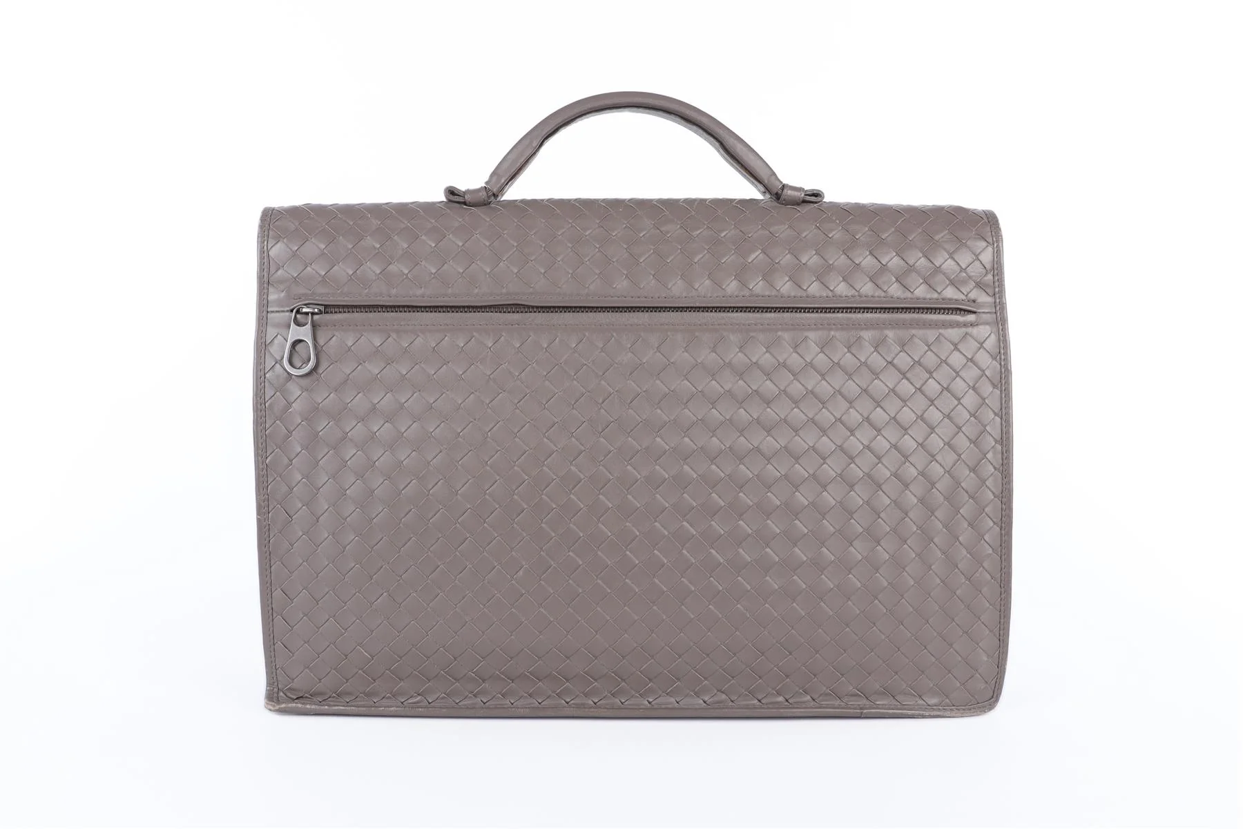 BOTTEGA VENETA GREY INTRECCIATO LEATHER BRIEFCASE - Image 6