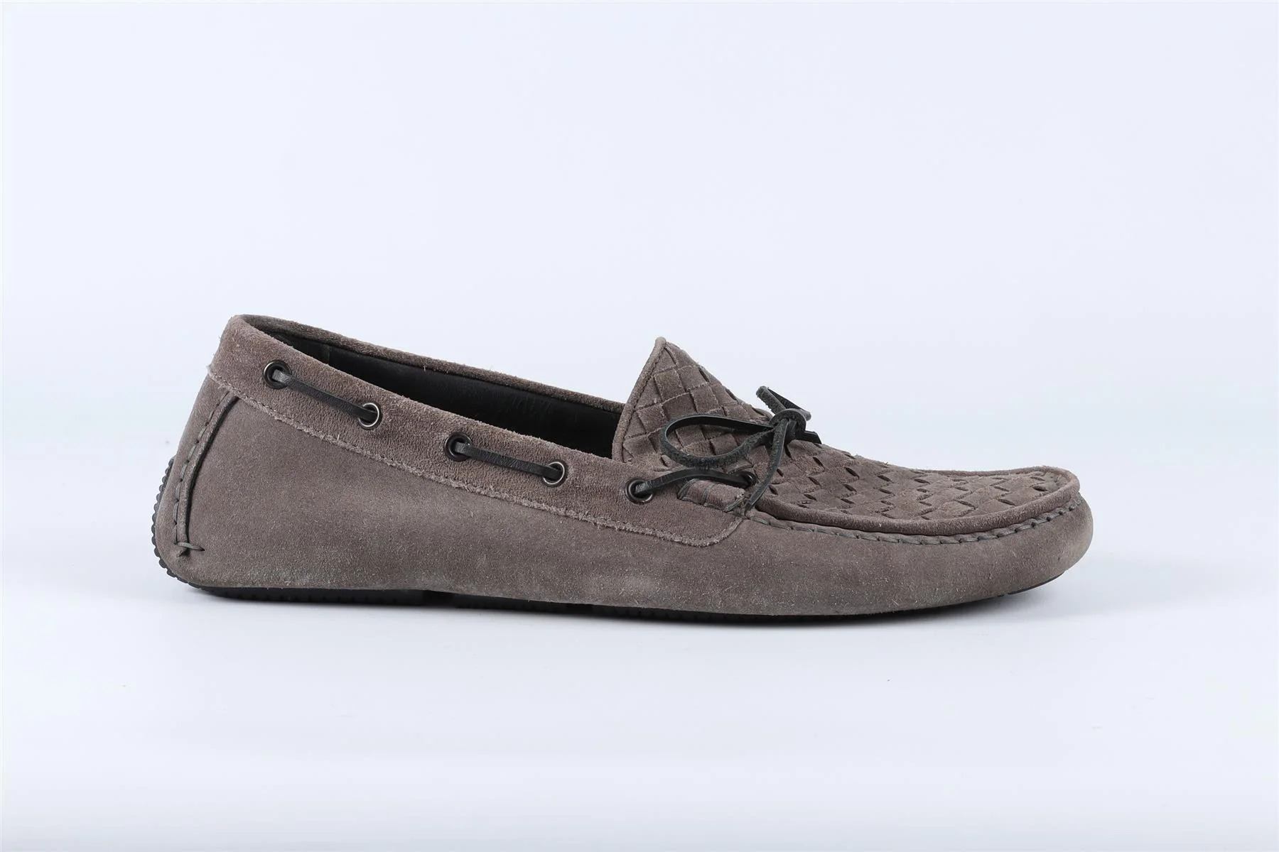 BOTTEGA VENETA GREY MEN'S INTRECCIATO SUEDE LOAFERS EU 43 UK 9 US 10 - Image 2