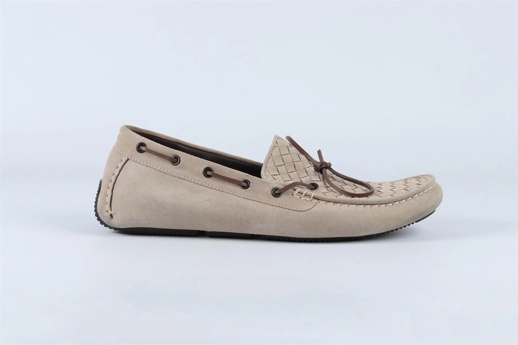BOTTEGA VENETA GREY MEN'S INTRECCIATO SUEDE LOAFERS EU 44 UK 10 US 11 - Image 2
