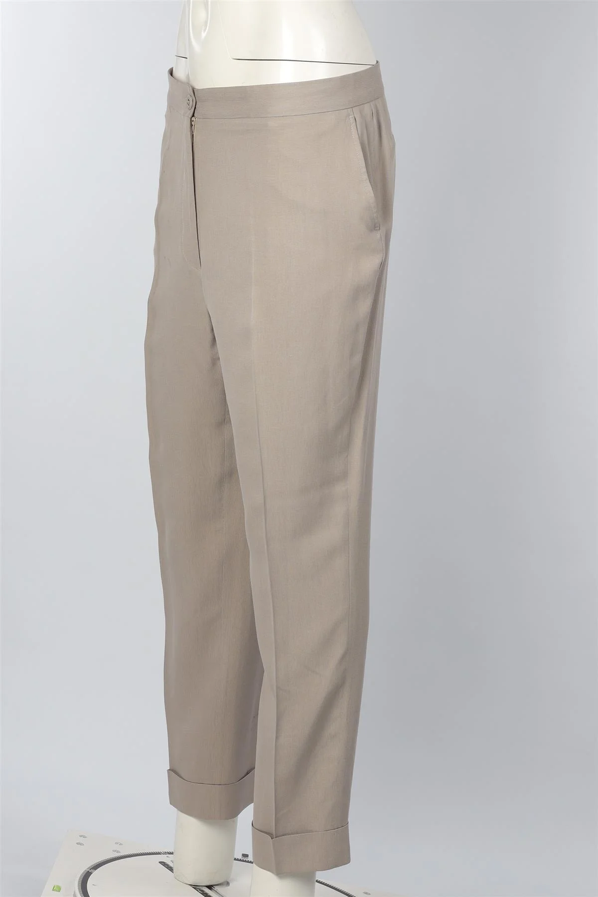 BOTTEGA VENETA GREY SILK TAPERED PANTS IT 46 UK 14 - Image 3