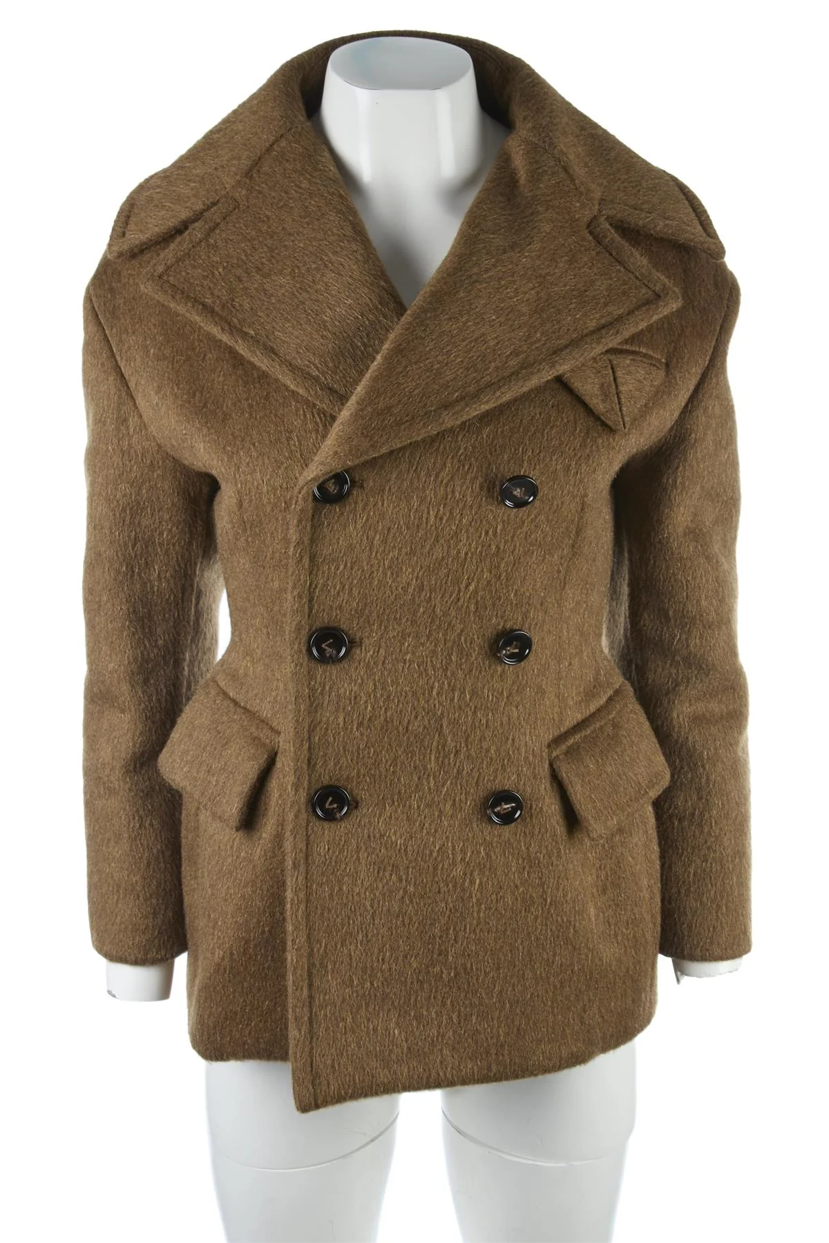 BOTTEGA VENETA KHAKI WOOL JACKET IT 34 UK 2 - Image 2