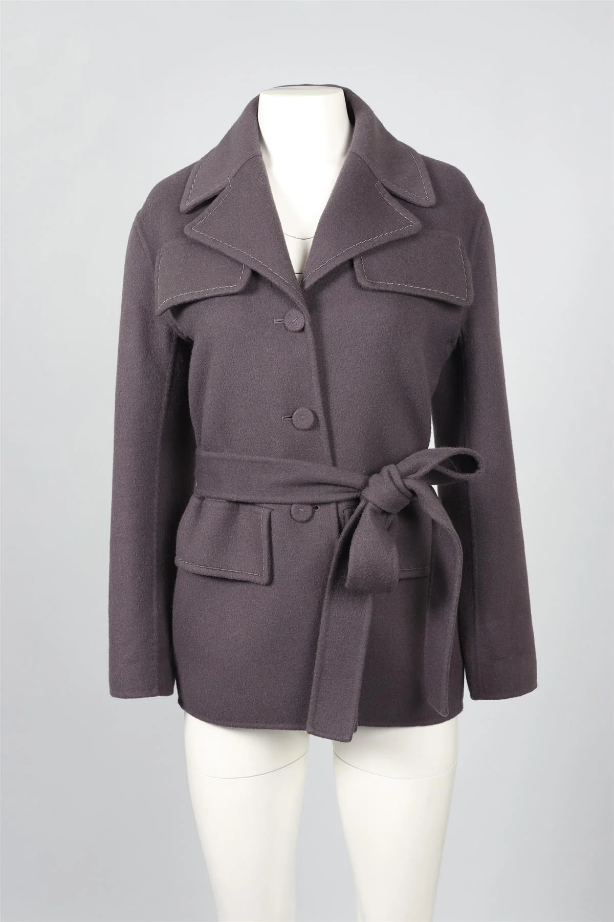 BOTTEGA VENETA MAUVE BELTED CASHMERE JACKET IT 38 UK 6 - Image 2