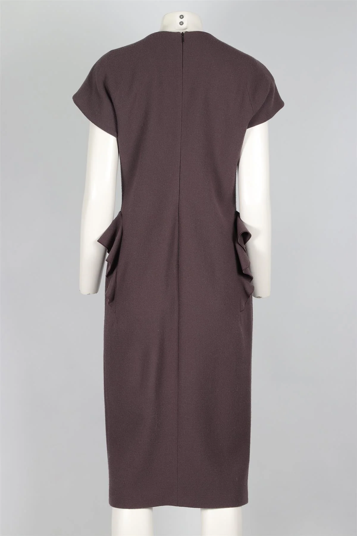 BOTTEGA VENETA MAUVE WOOL MIDI DRESS IT 46 UK 14 - Image 4