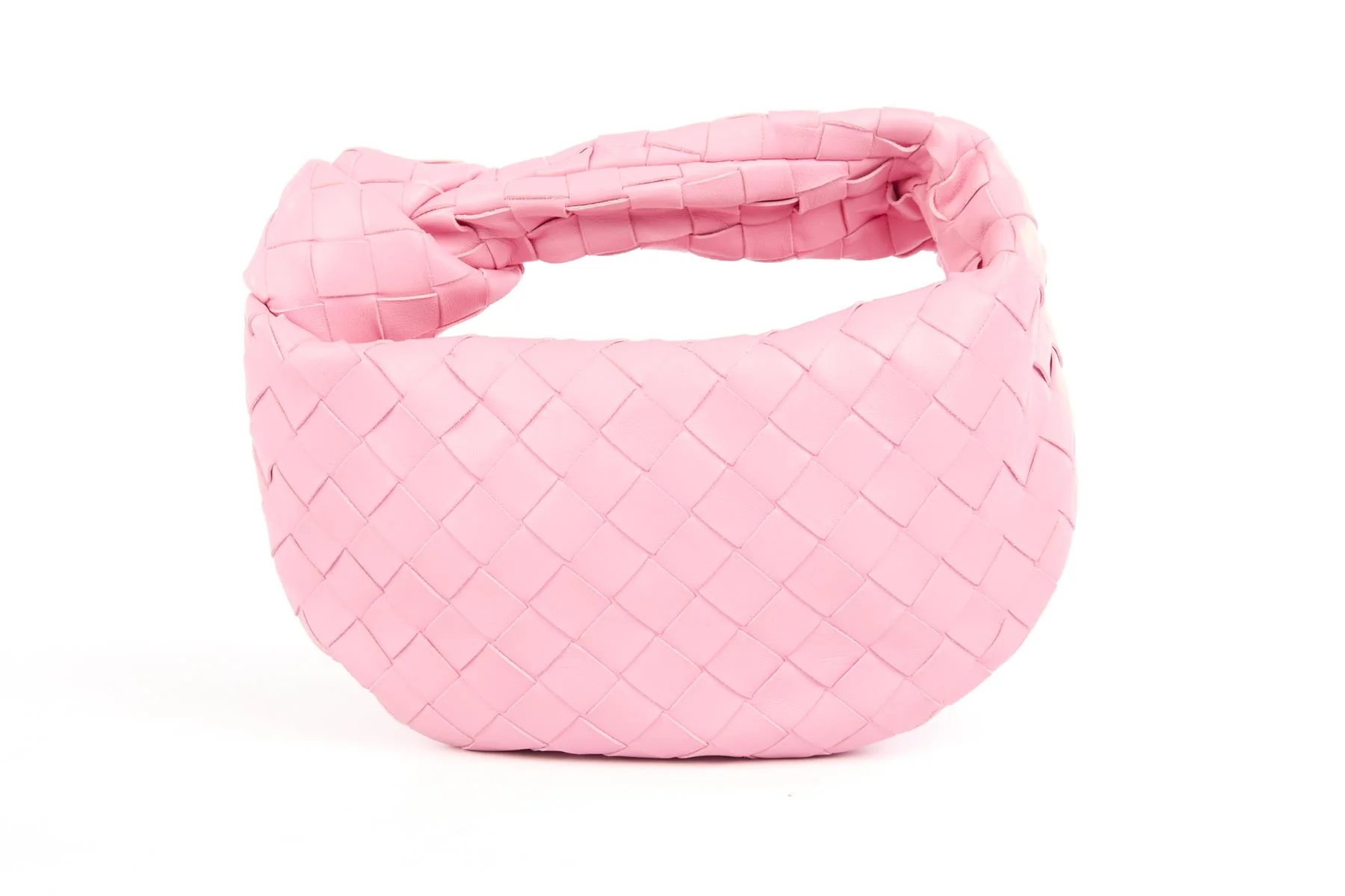 BOTTEGA VENETA PINK JODIE MINI INTRECCIATO LEATHER TOTE BAG - Image 2