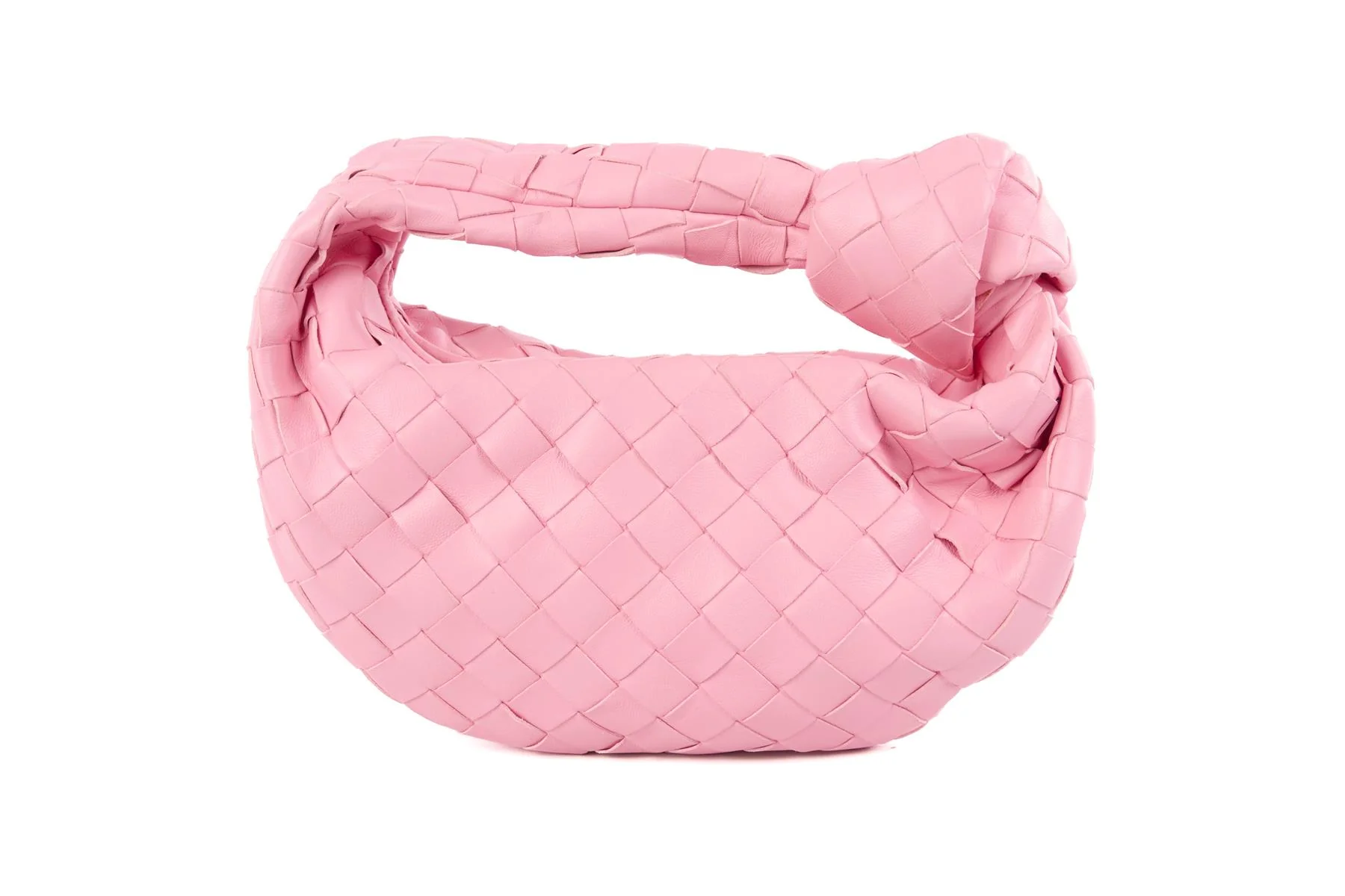 BOTTEGA VENETA PINK JODIE MINI INTRECCIATO LEATHER TOTE BAG - Image 6
