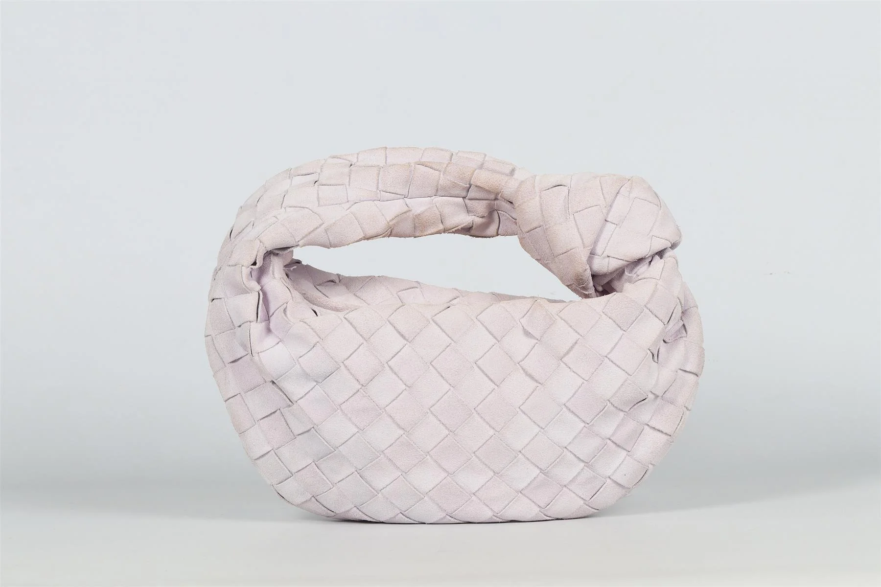 BOTTEGA VENETA PINK JODIE MINI INTRECIATTO SUEDE TOTE BAG - Image 6
