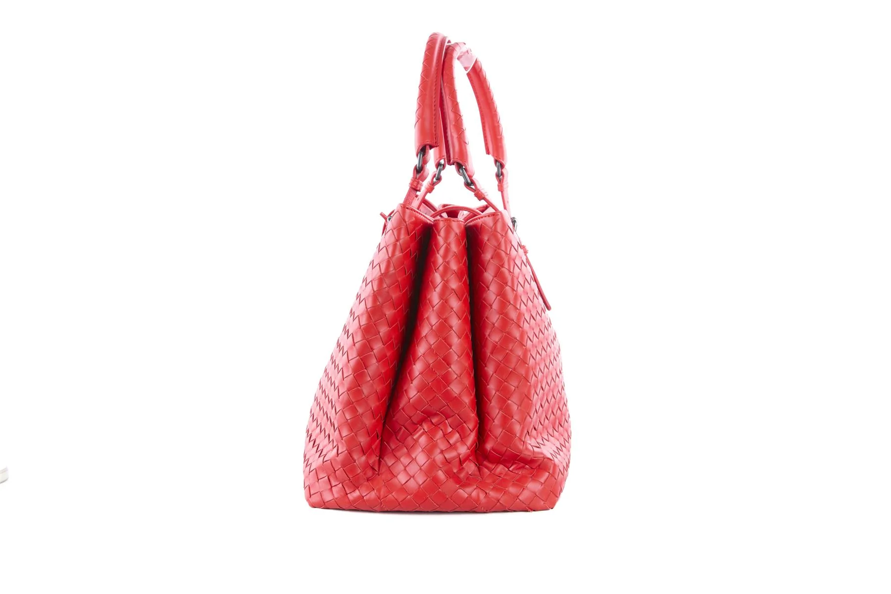 BOTTEGA VENETA RED ROMA LARGE INTRECCIATO LEATHER TOTE BAG - Image 5