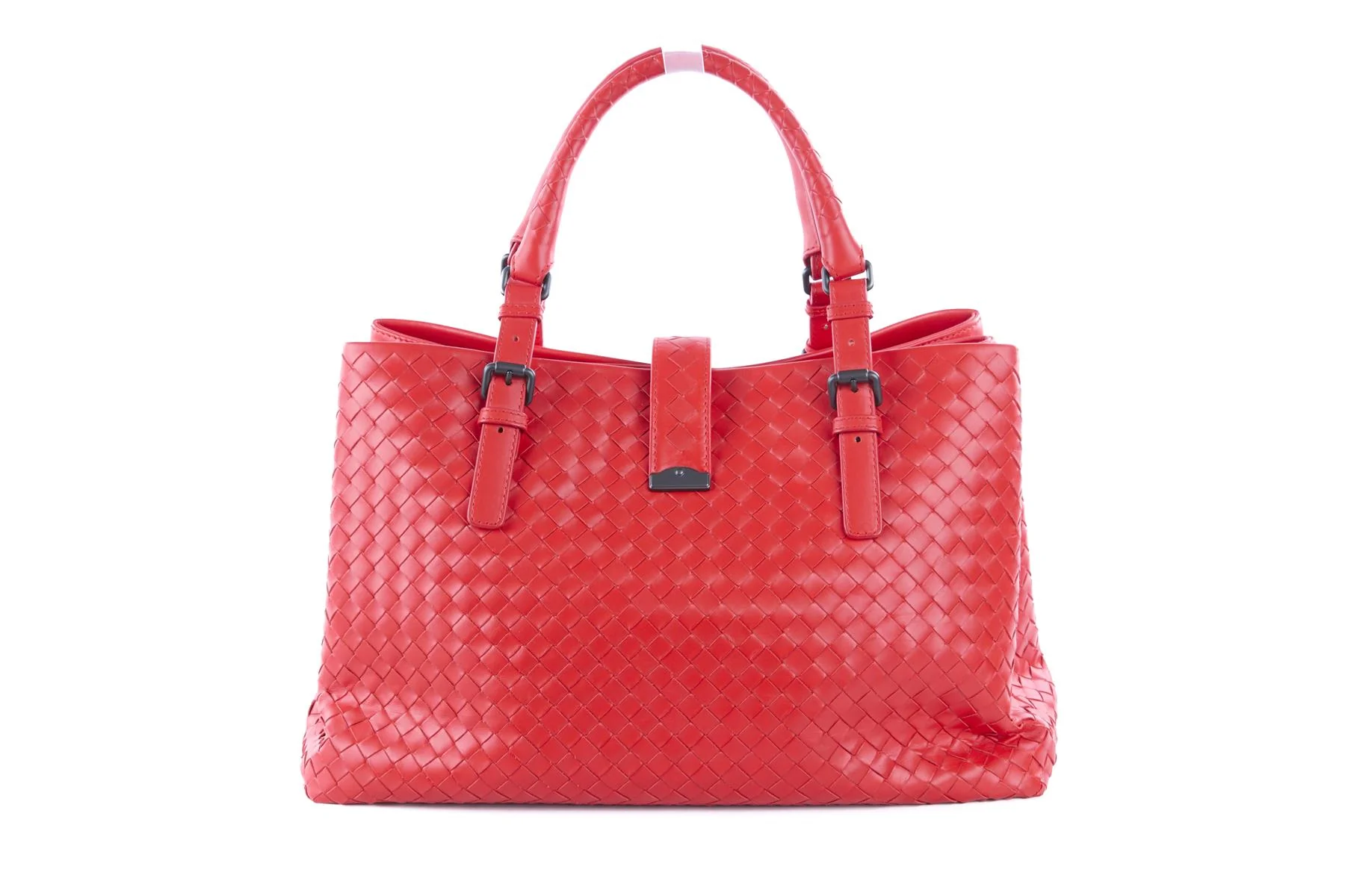 BOTTEGA VENETA RED ROMA LARGE INTRECCIATO LEATHER TOTE BAG - Image 6
