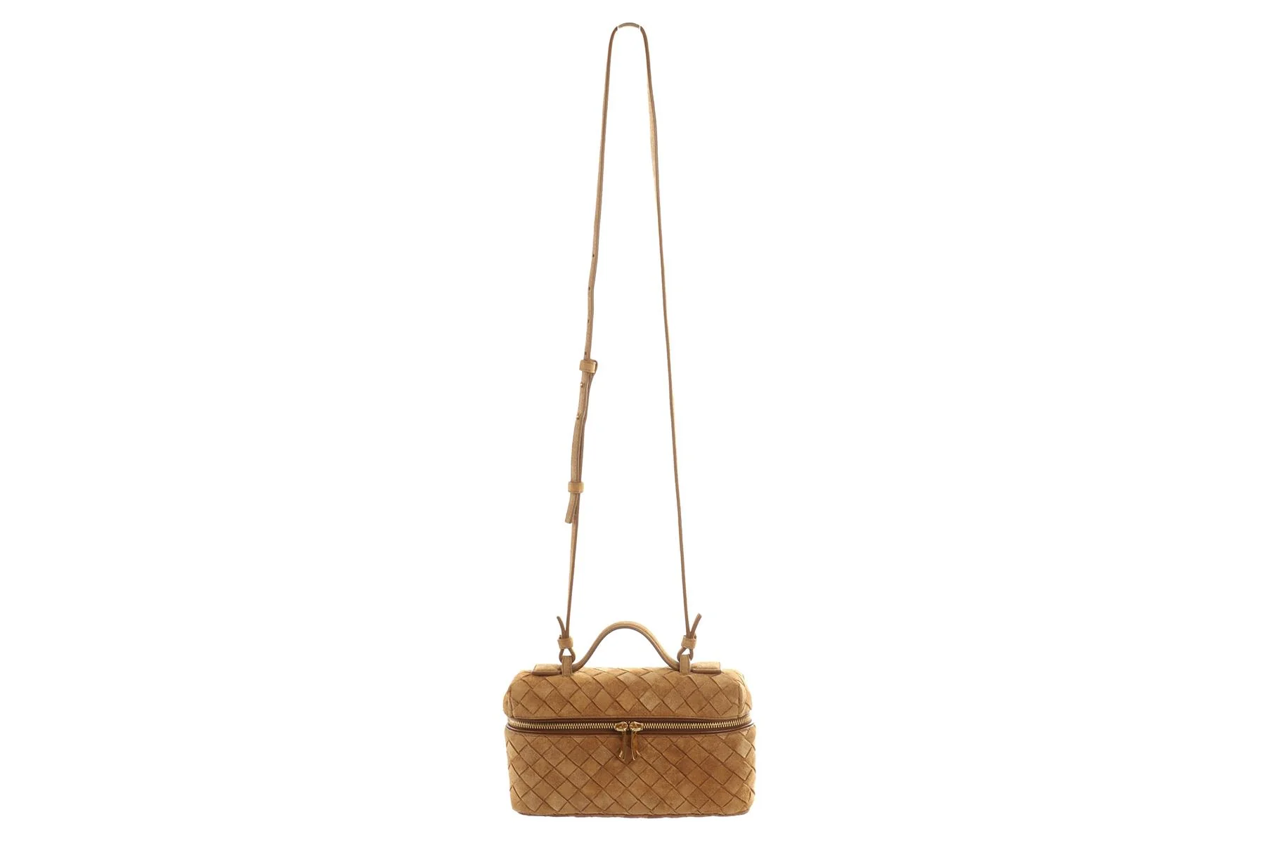 BOTTEGA VENETA TAN BANG BANG VANITY MINI INTRECCIATO SUEDE TOTE BAG - Image 3