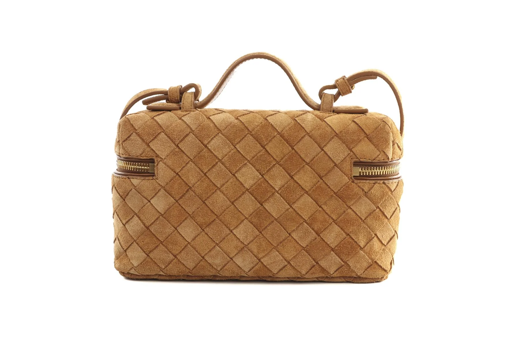 BOTTEGA VENETA TAN BANG BANG VANITY MINI INTRECCIATO SUEDE TOTE BAG - Image 7