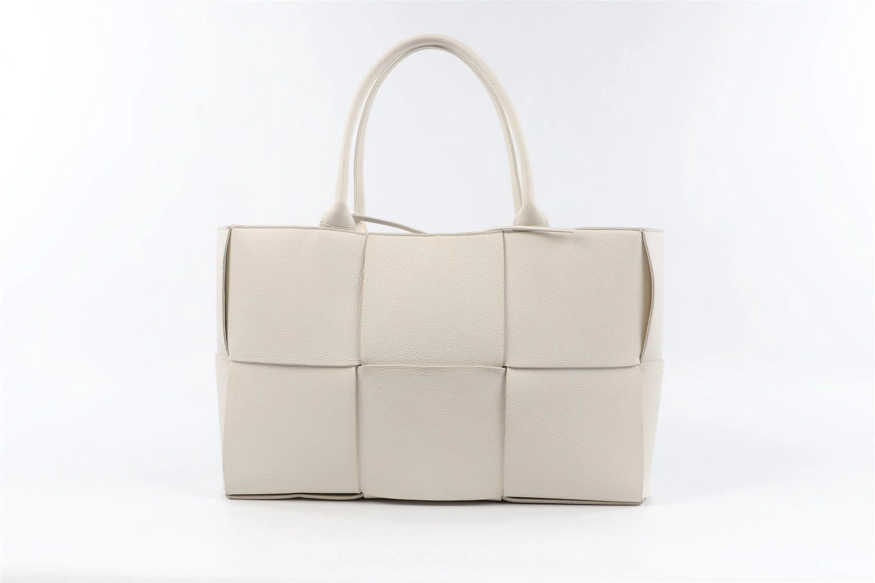BOTTEGA VENETA WHITE ARCO INTRECCIATO LEATHER TOTE BAG - Image 6