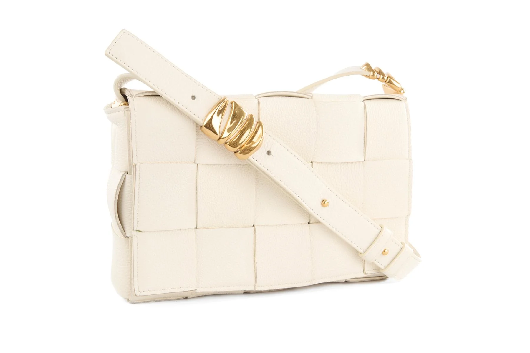 BOTTEGA VENETA WHITE CASSETTE SMALL INTRECCIATO LEATHER SHOULDER BAG - Image 4