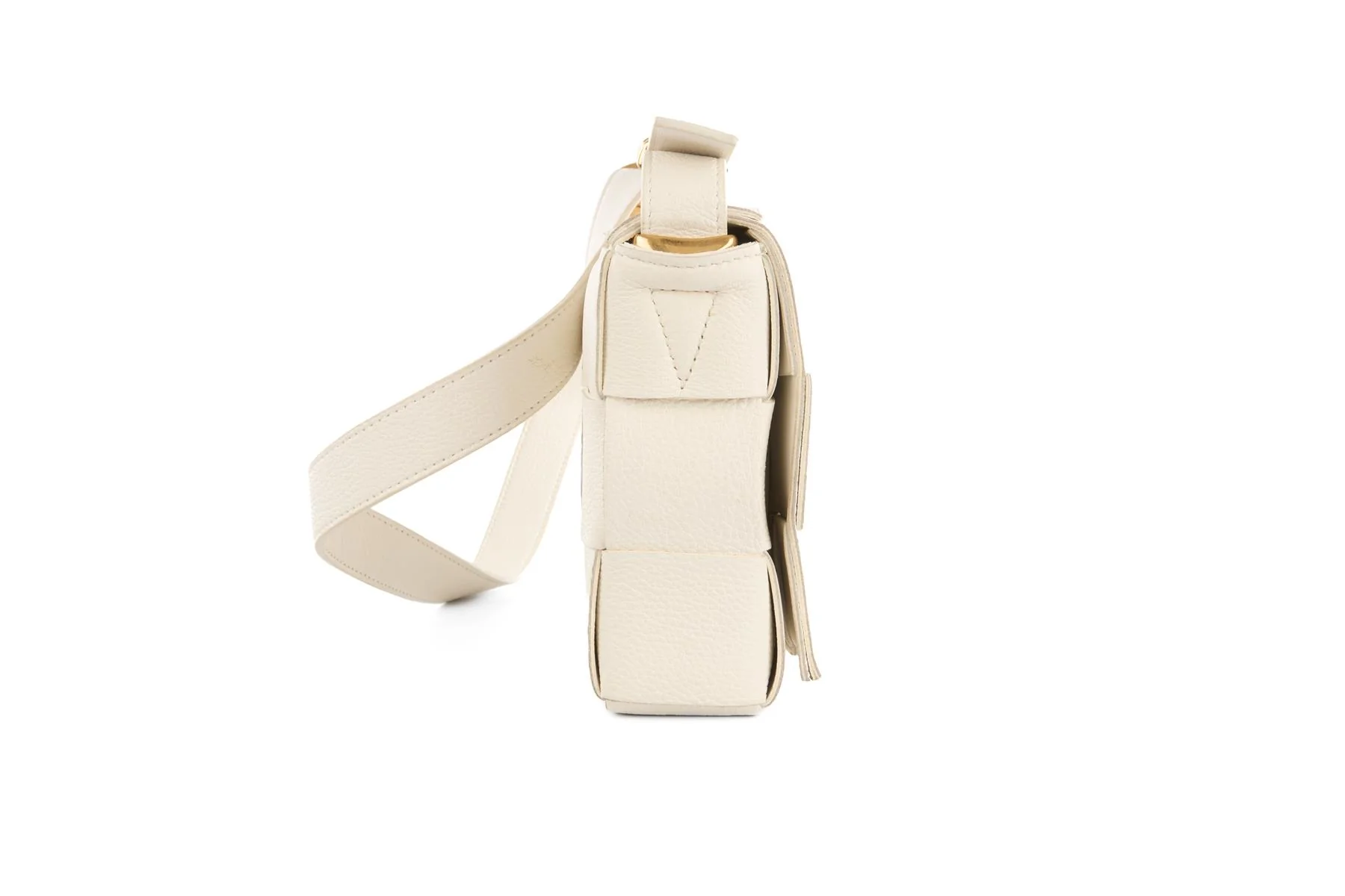 BOTTEGA VENETA WHITE CASSETTE SMALL INTRECCIATO LEATHER SHOULDER BAG - Image 5