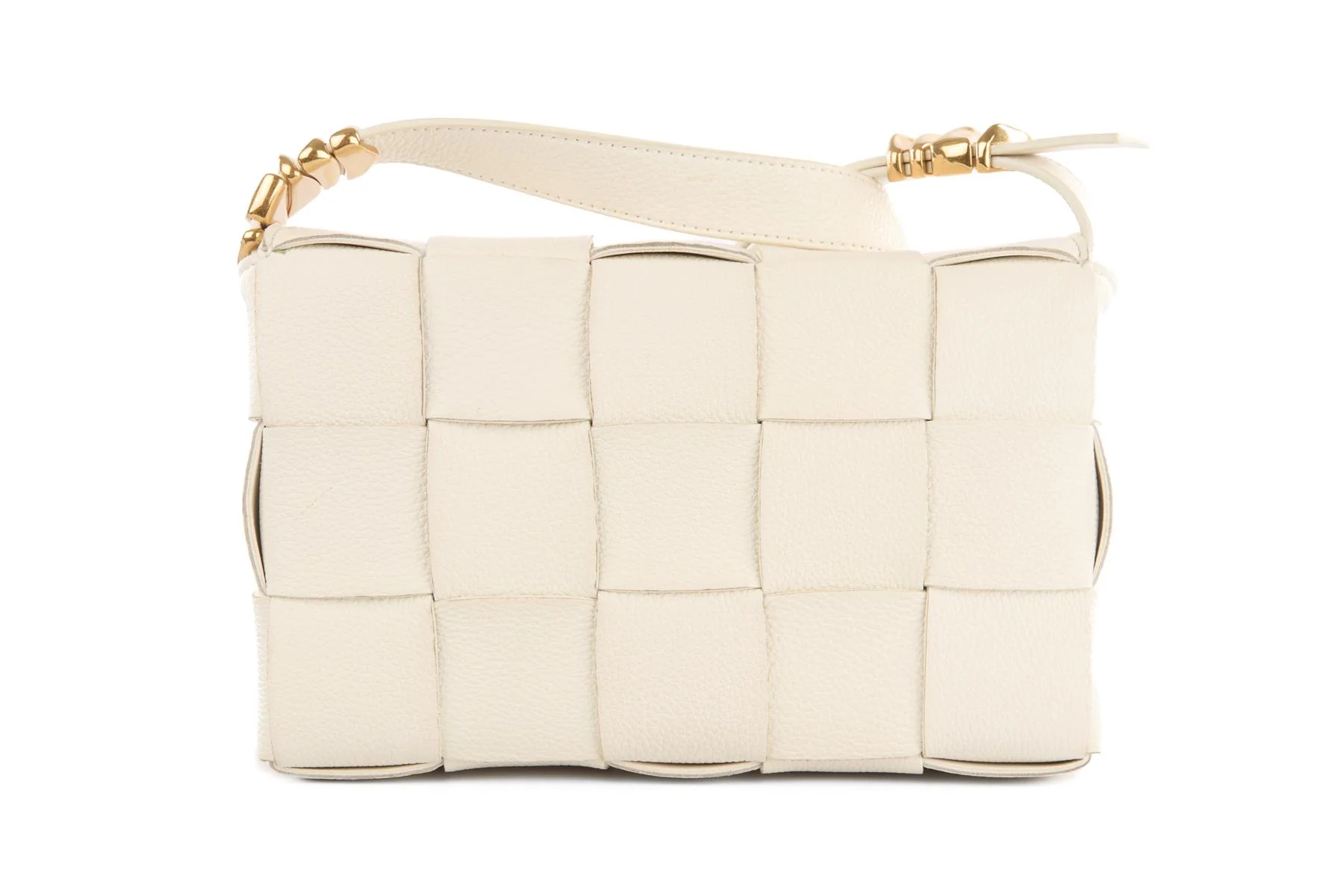 BOTTEGA VENETA WHITE CASSETTE SMALL INTRECCIATO LEATHER SHOULDER BAG - Image 7