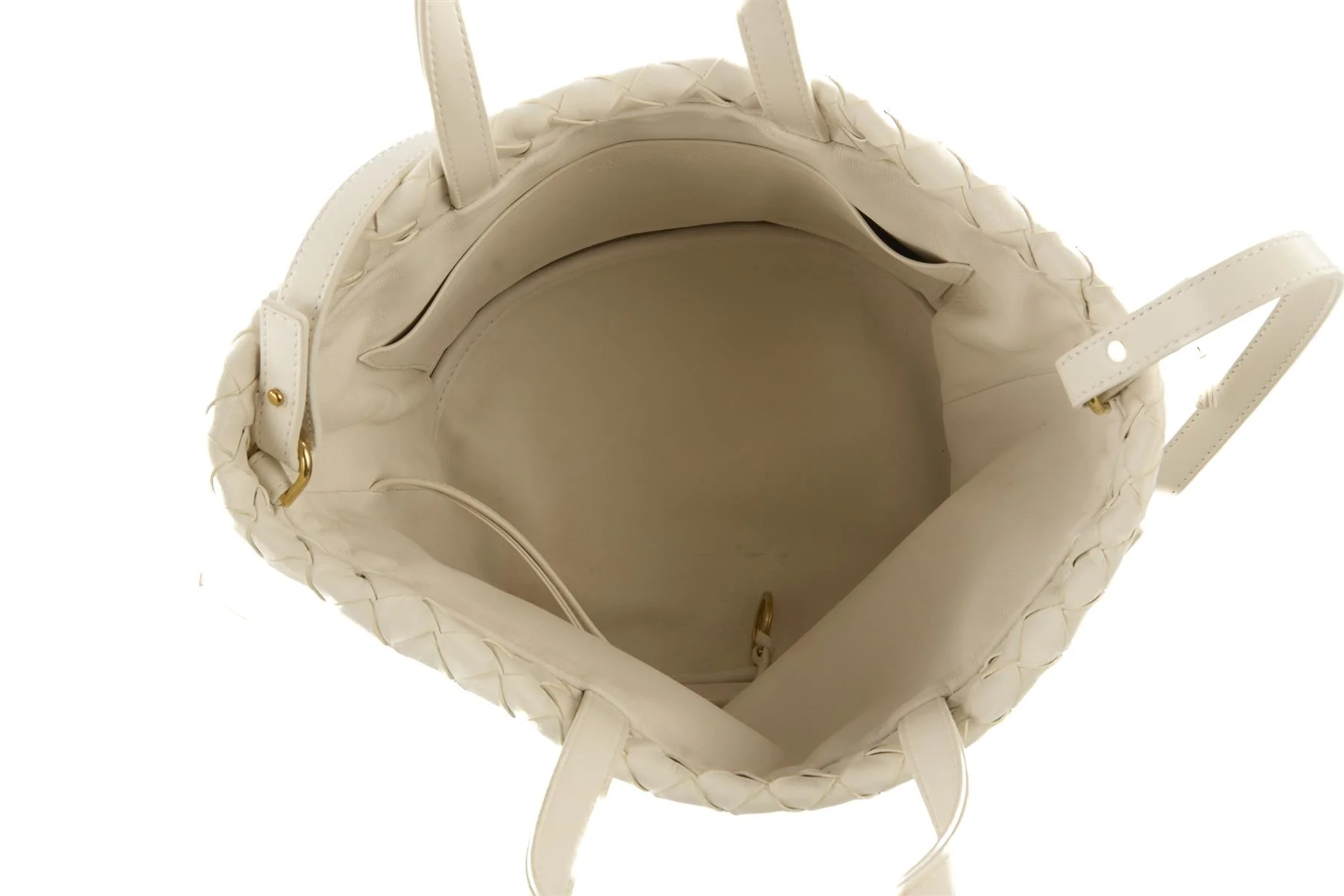 BOTTEGA VENETA WHITE CASTELLO INTRECCIATO LEATHER BUCKET BAG - Image 10