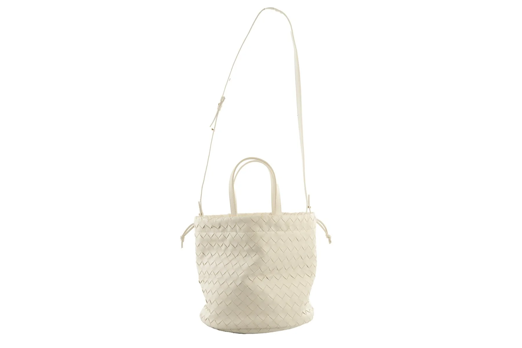 BOTTEGA VENETA WHITE CASTELLO INTRECCIATO LEATHER BUCKET BAG - Image 3