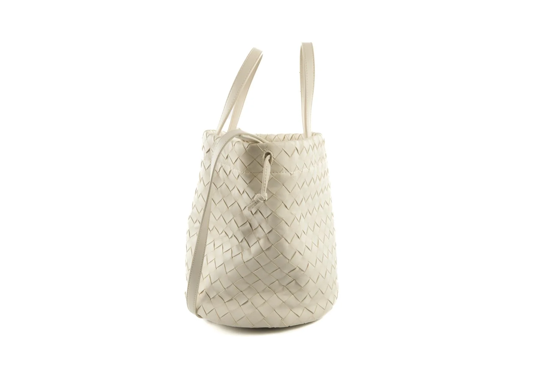 BOTTEGA VENETA WHITE CASTELLO INTRECCIATO LEATHER BUCKET BAG - Image 6