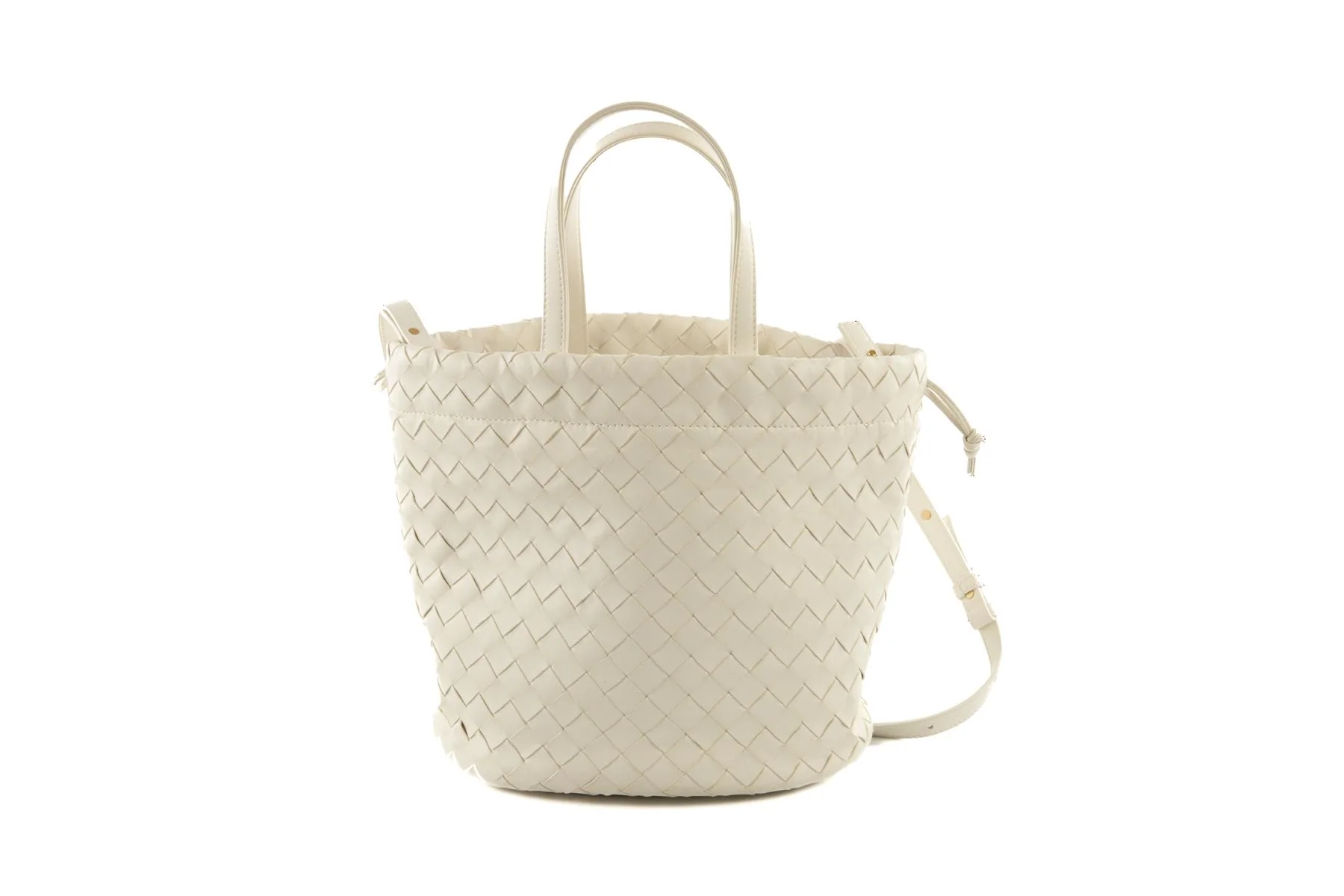 BOTTEGA VENETA WHITE CASTELLO INTRECCIATO LEATHER BUCKET BAG - Image 7