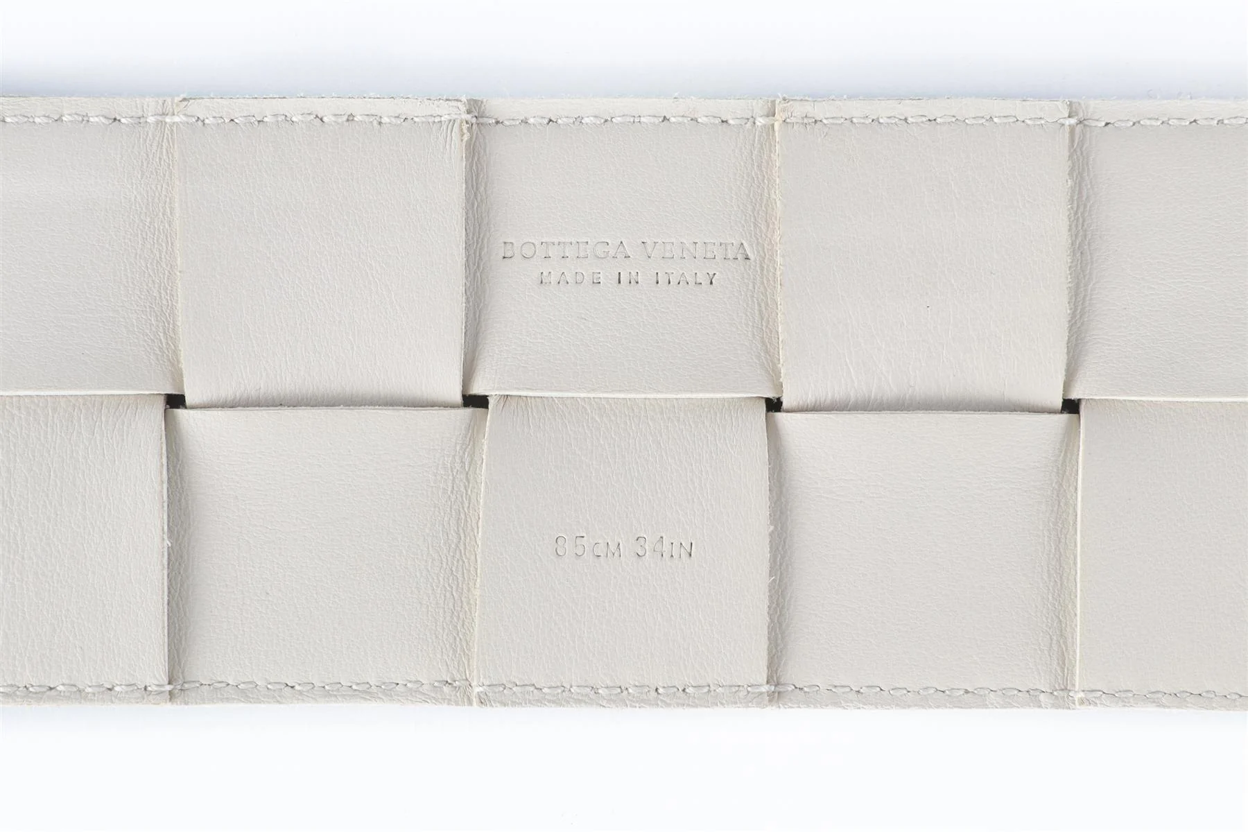 BOTTEGA VENETA WHITE INTRECCIATO LEATHER WAIST BELT 85 CM - Image 7