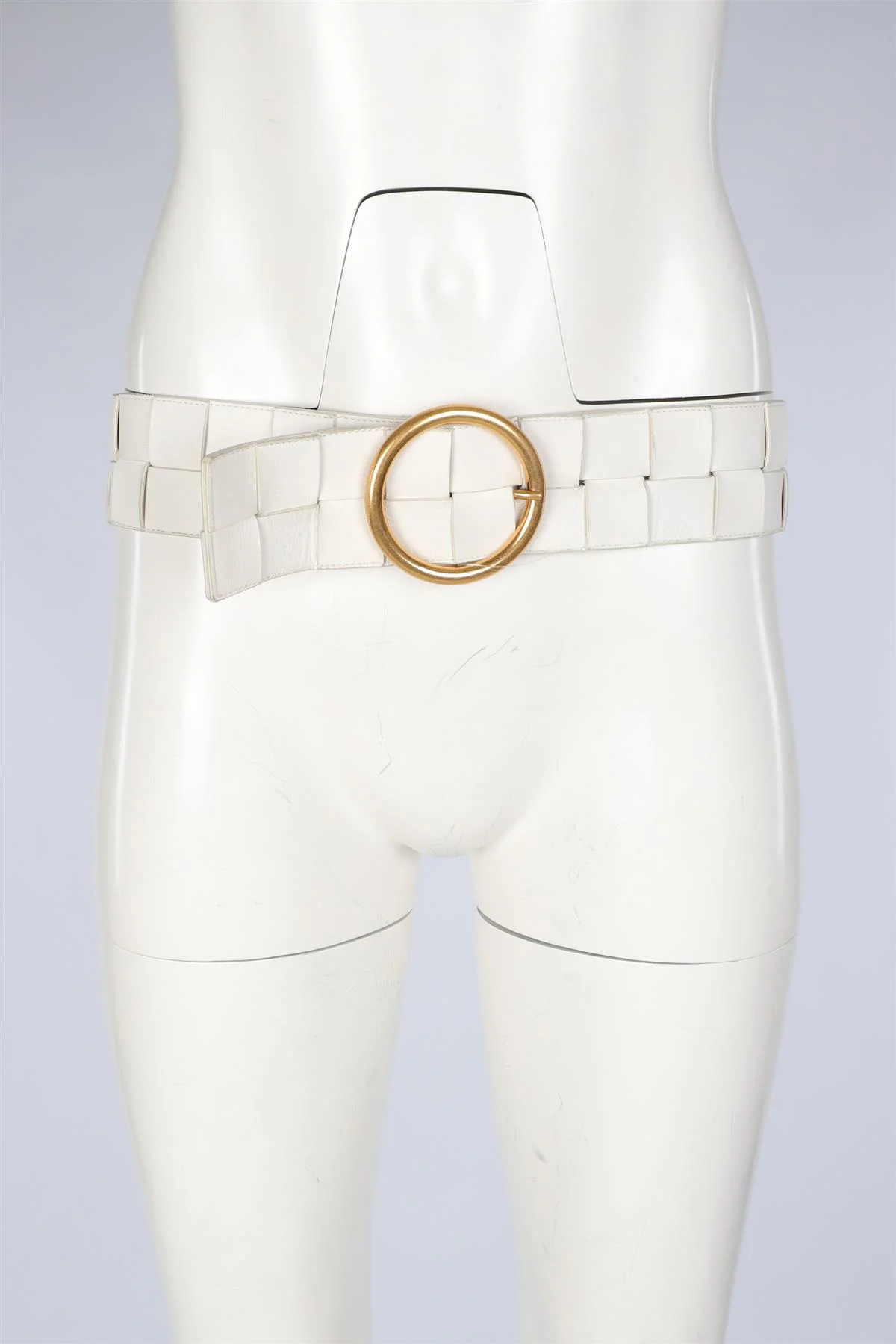 BOTTEGA VENETA WHITE INTRECCIATO LEATHER WAIST BELT 85 CM - Image 8