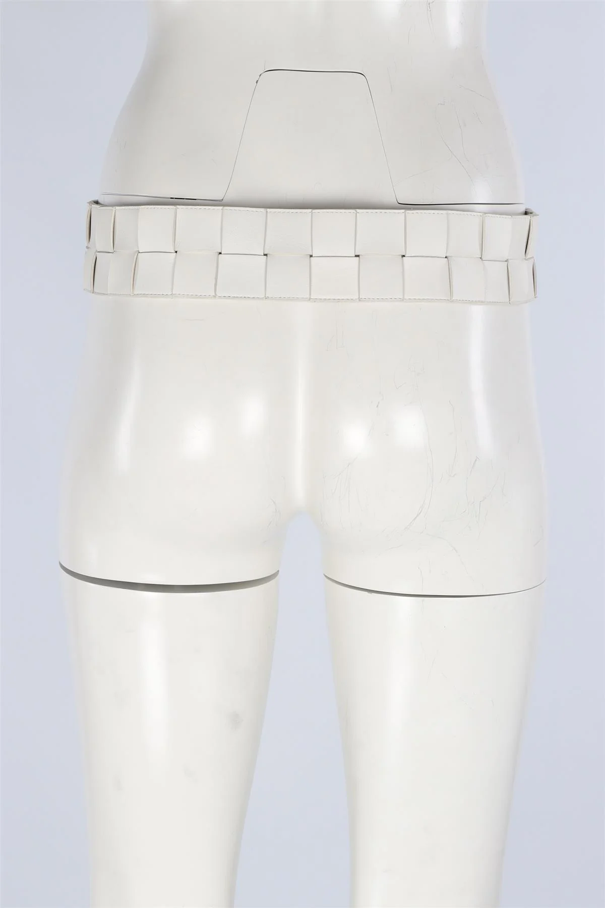 BOTTEGA VENETA WHITE INTRECCIATO LEATHER WAIST BELT 85 CM - Image 9