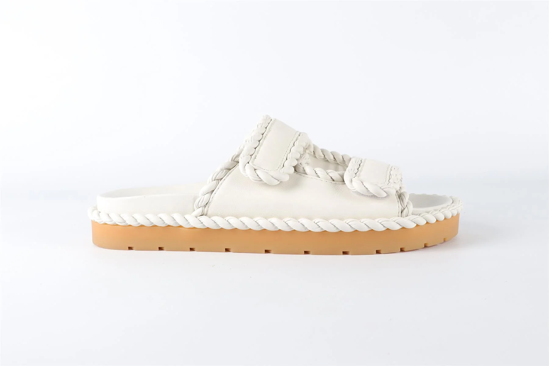 BOTTEGA VENETA WHITE JACK LEATHER SLIDES EU 38 UK 5 US 8 - Image 2