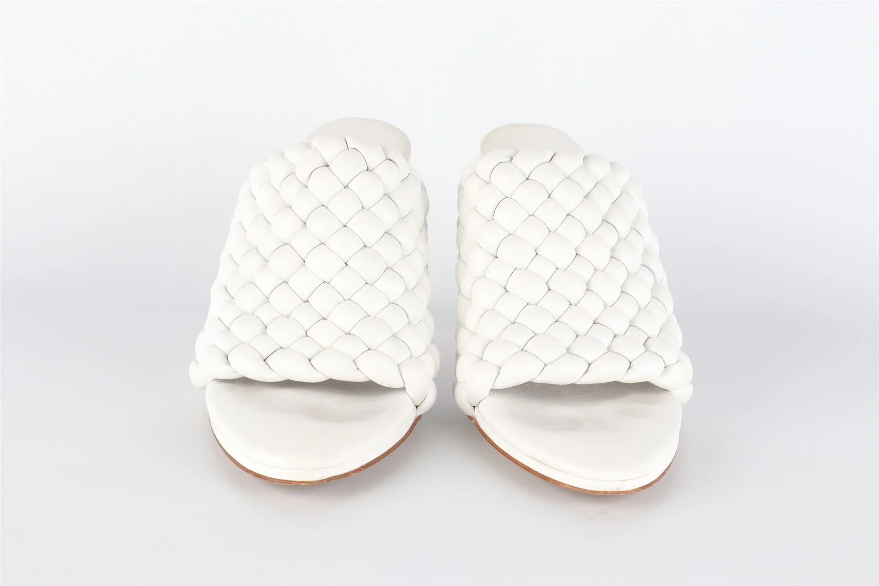 BOTTEGA VENETA WHITE LEATHER MULES EU 39 UK 6 US 9 - Image 3
