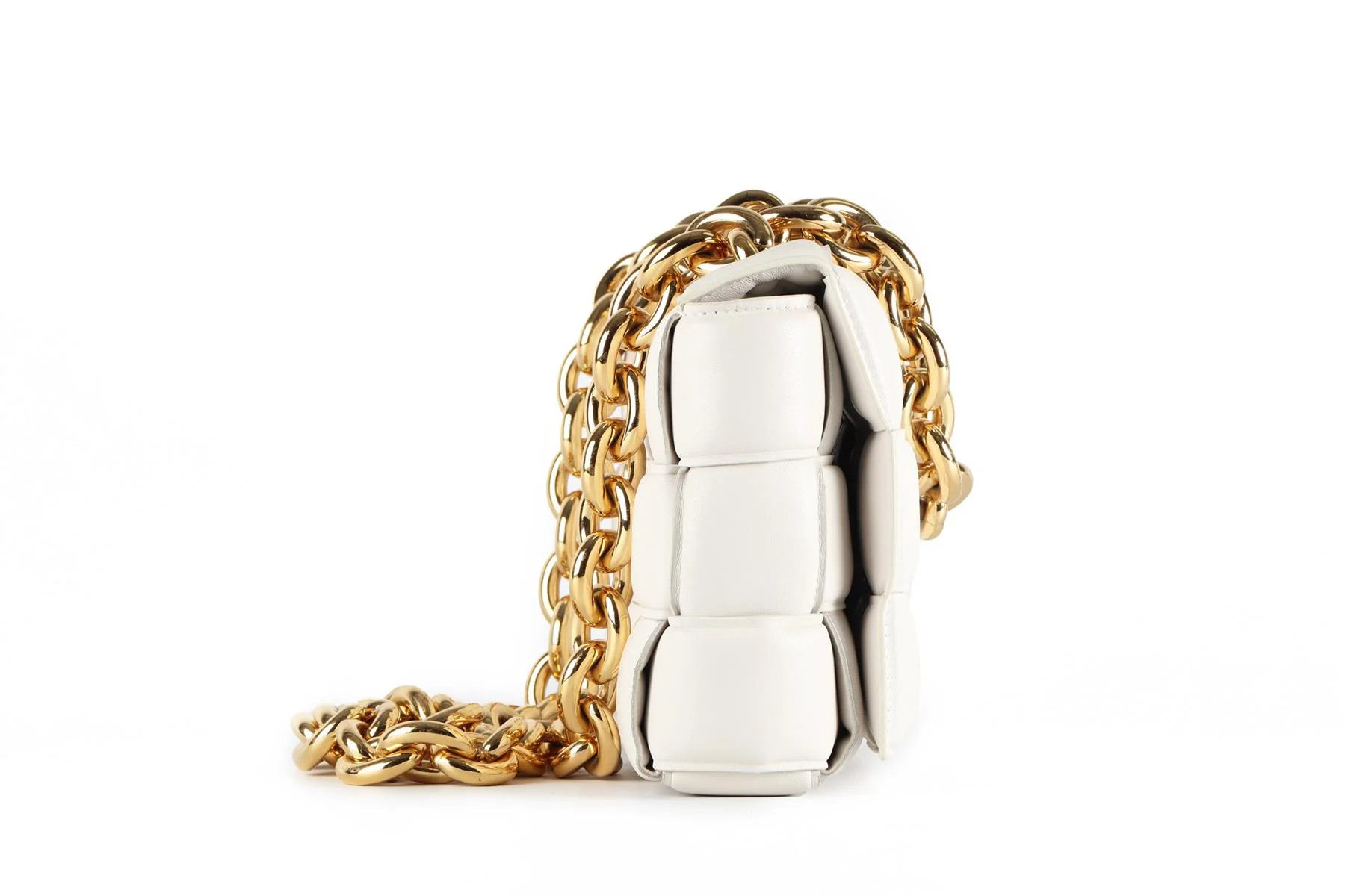 BOTTEGA VENETA WHITE THE CHAIN CASSETTE INTRECCIATO LEATHER SHOULDER BAG - Image 5