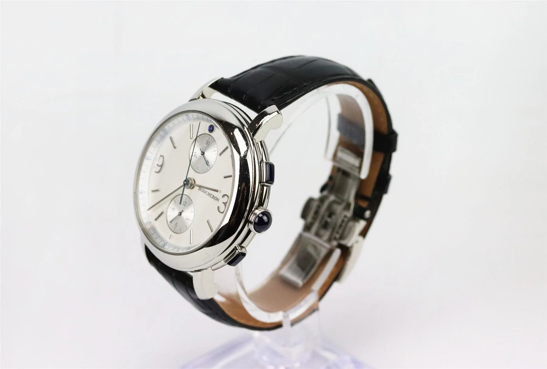 BOUCHERON EPURE 43MM STAINLESS STEEL AND ALLIGATOR WATCH - Image 4