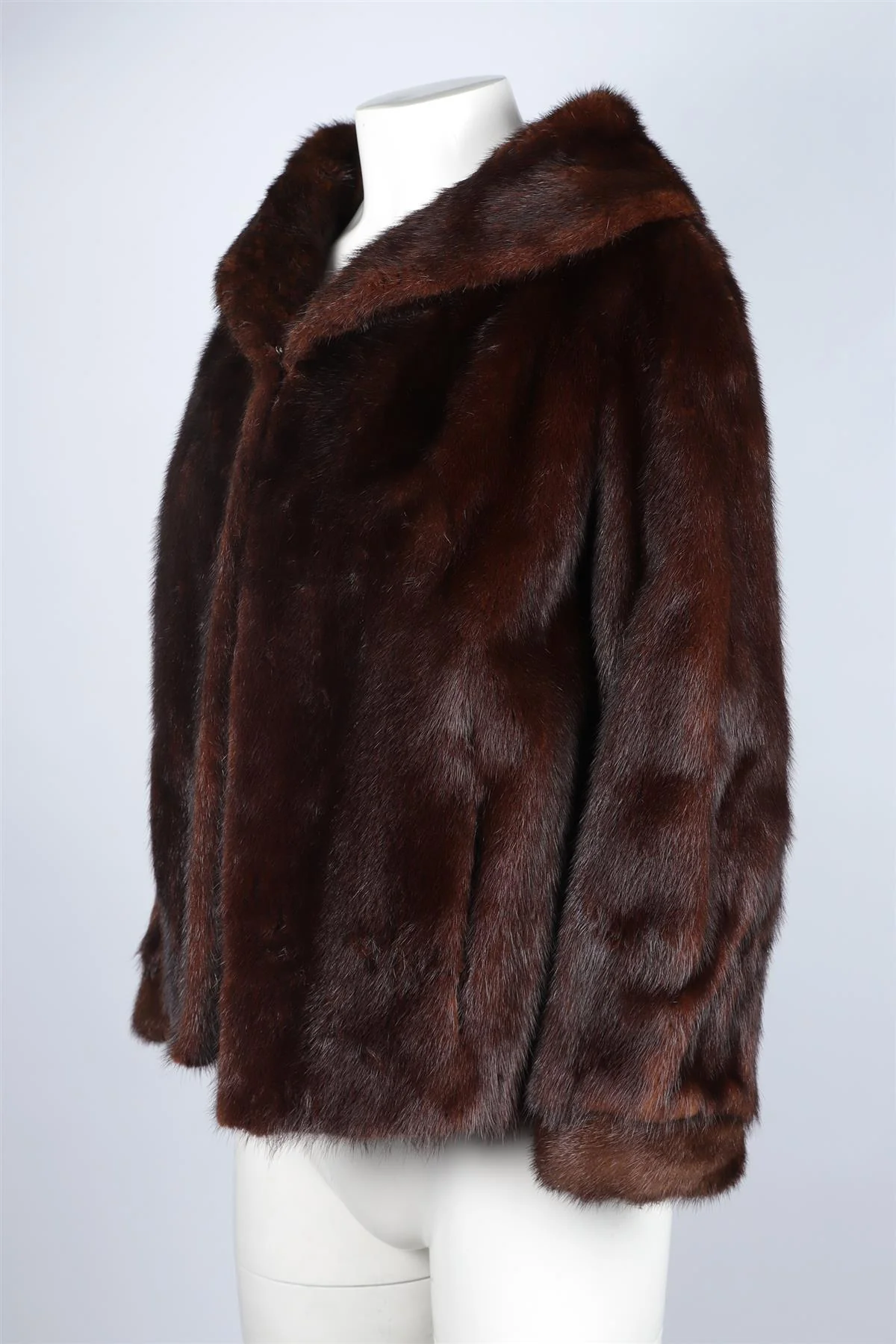 BRAND UNKNOWN BROWN MINK FUR JACKET MEDIUM - Image 3