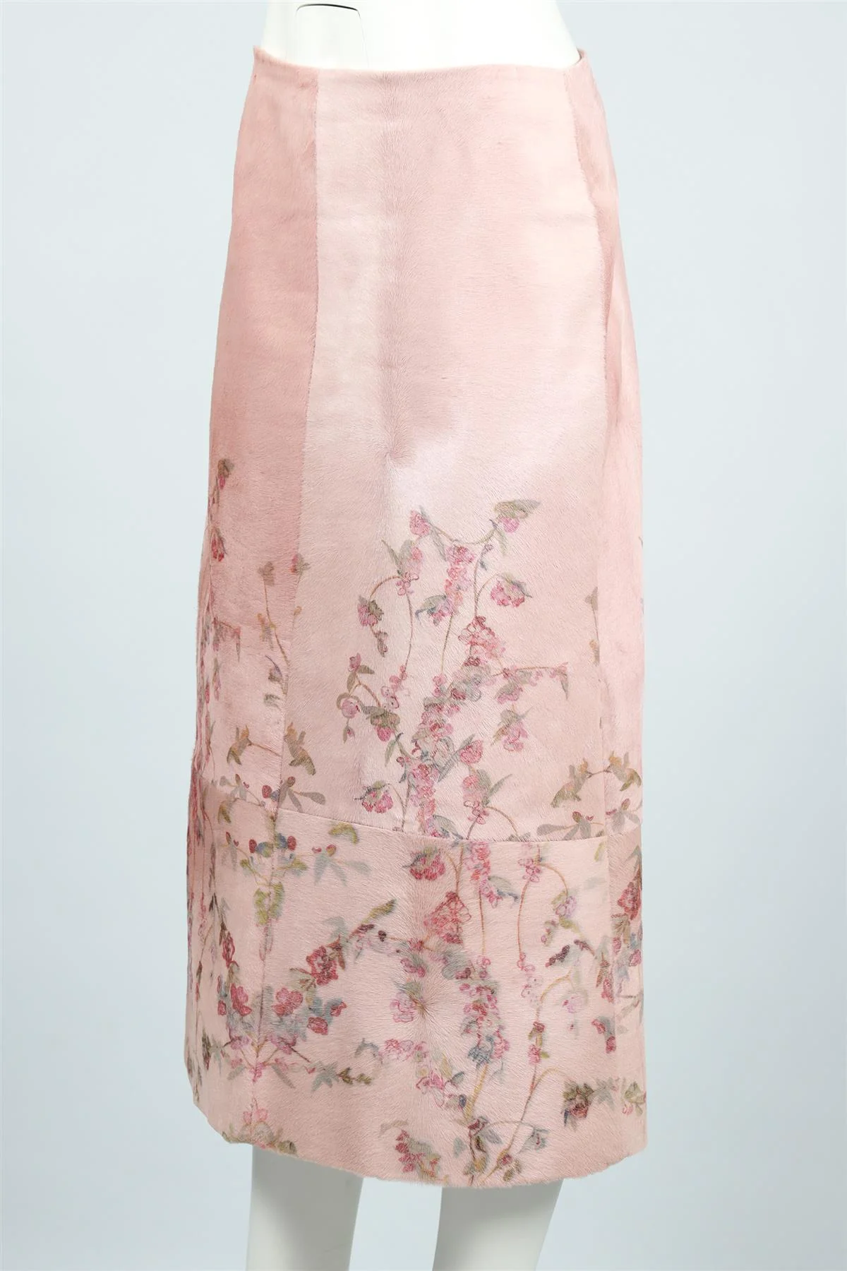 BRANDON MAXWELL PINK CALF HAIR MIDI SKIRT US 8 UK 12 - Image 3