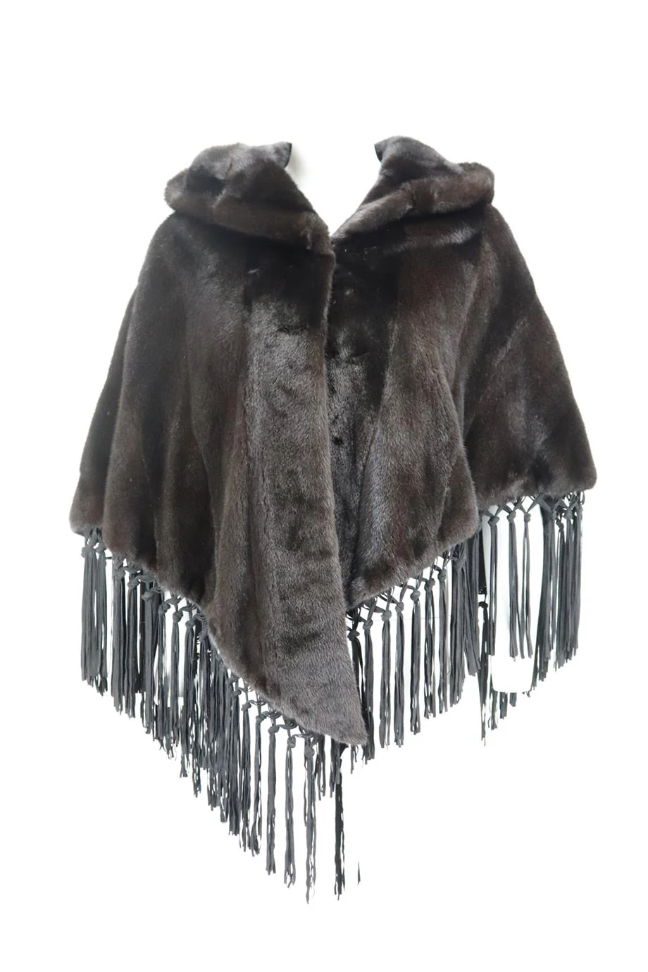 BRASCHI HOODED FRINGED MINK FUR PONCHO IT 50 UK 18 - Image 2