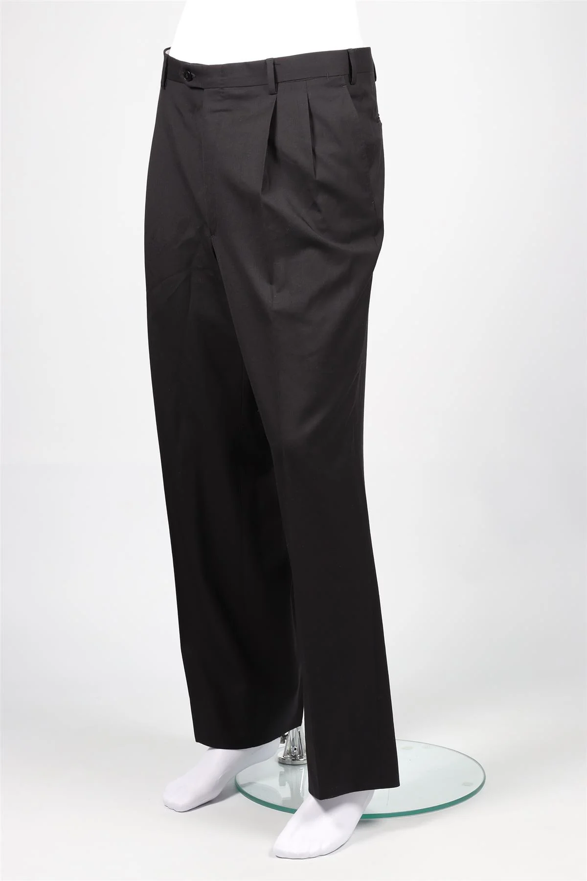 BRIONI BLACK MEN'S WOOL STRAIGHT LEG PANTS W 38 - Image 3